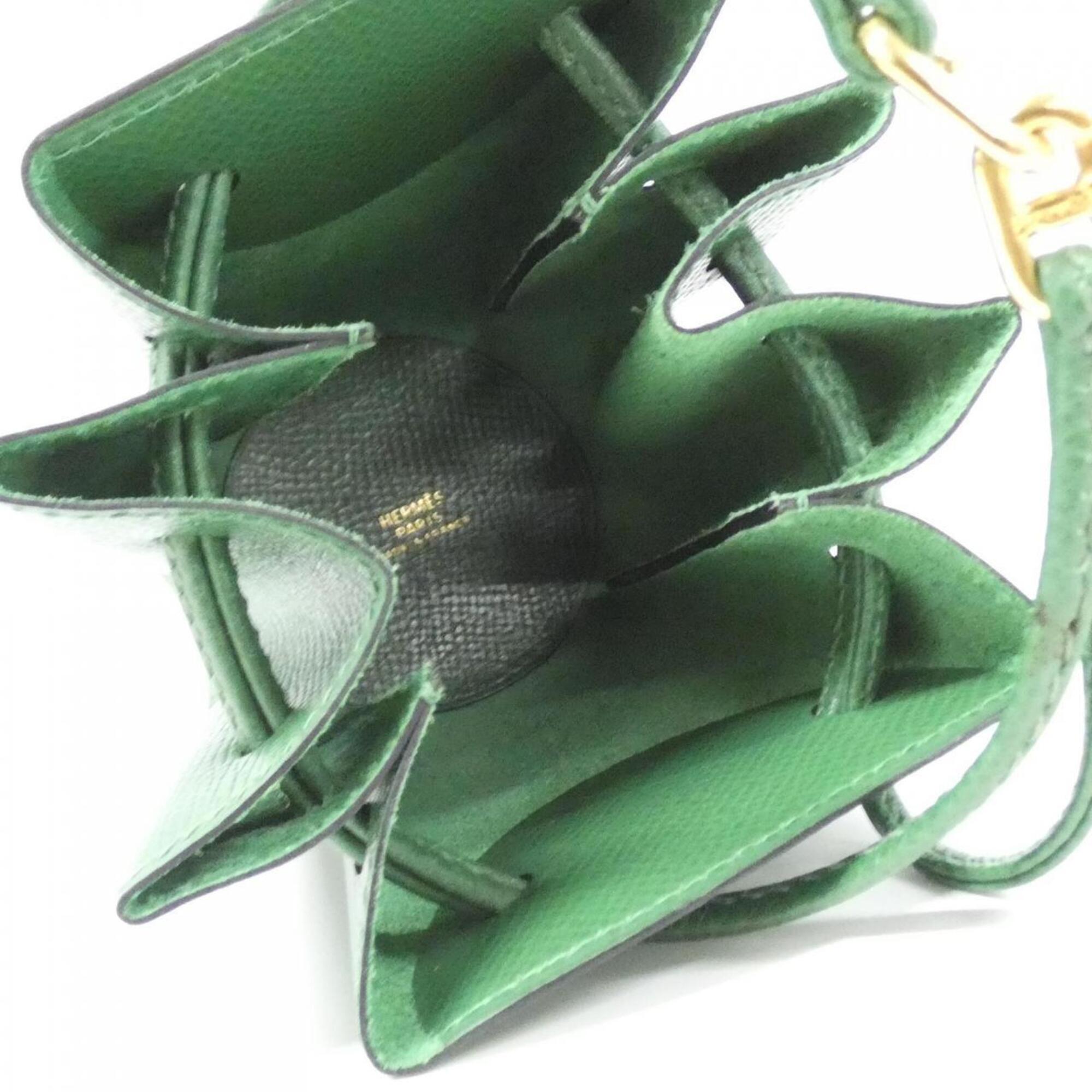 Hermes Green Courchevel Leather Handbag Pouch (Pre-Owned)