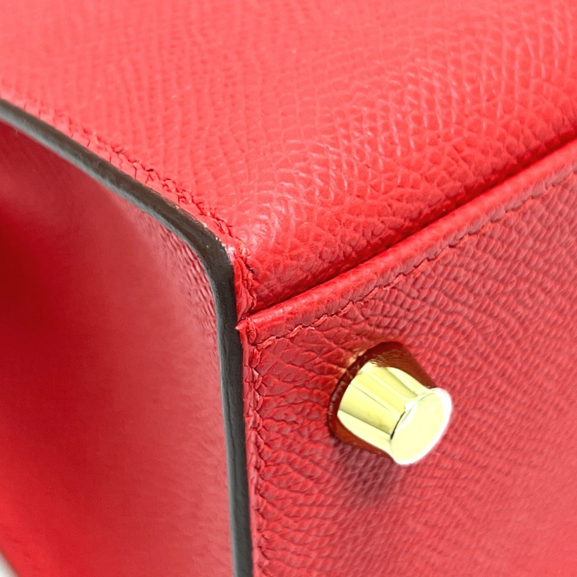 Hermes Kelly Red Color Epsom Leather Handbag (Pre-Owned)