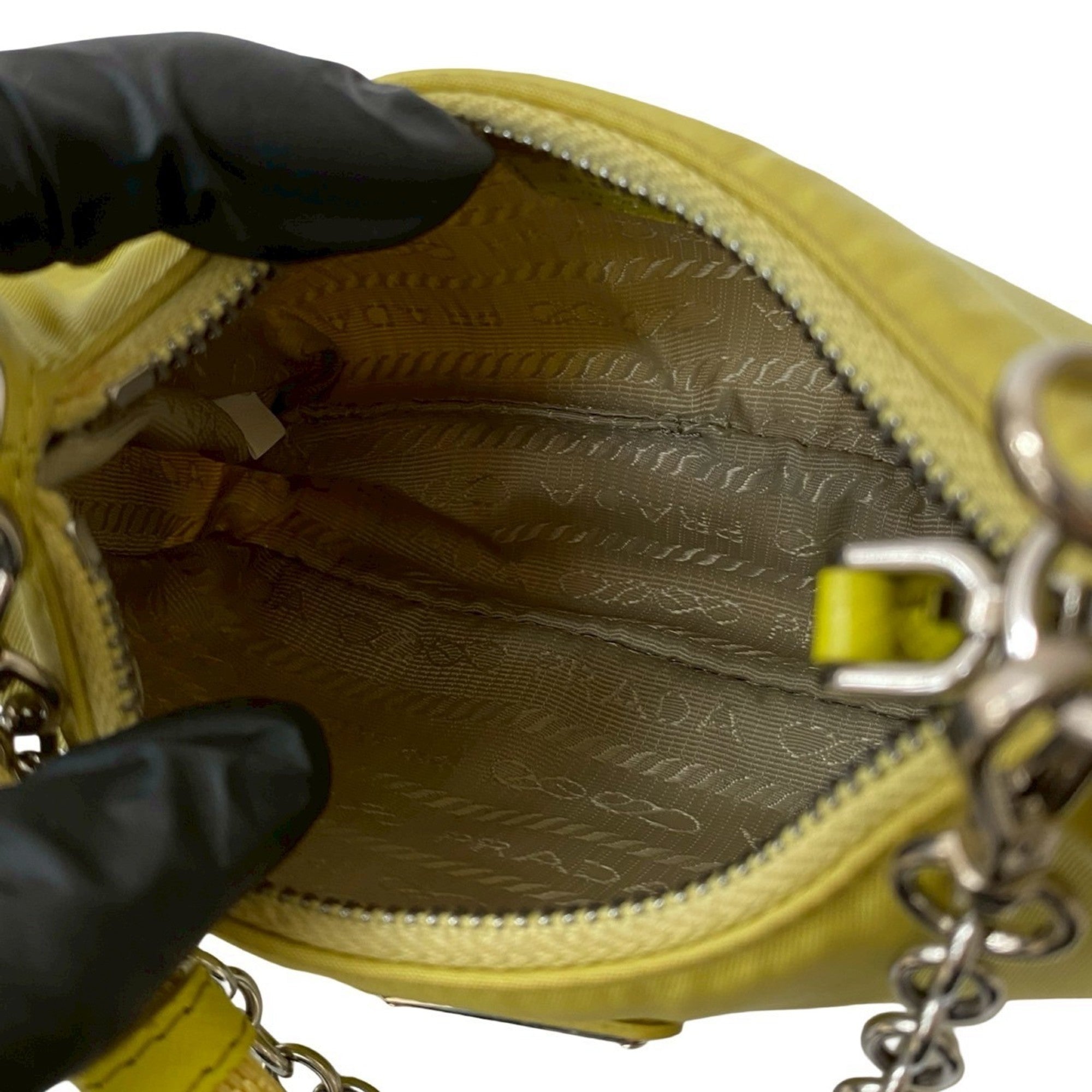 Prada Yellow Nylon Handbag Pochette Shoulder Bag (Pre-Owned)