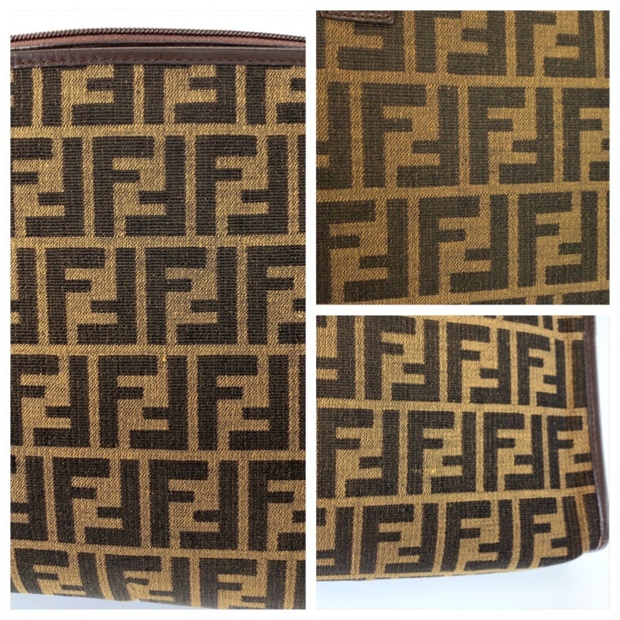 Fendi Brown Canvas Clutch Bag (Pre-Owned)