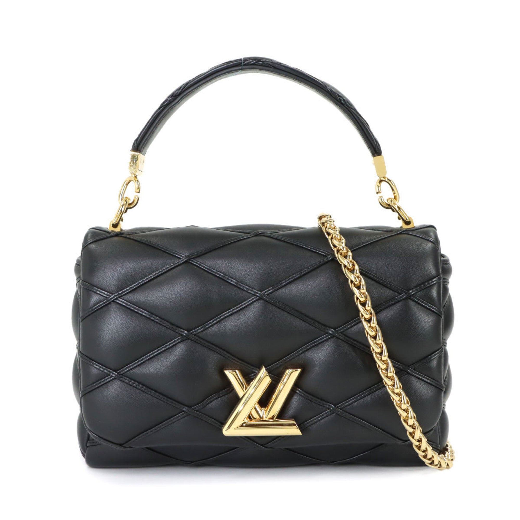 Louis Vuitton Noir Leather Handbag Shoulder Bag (Pre-Owned)