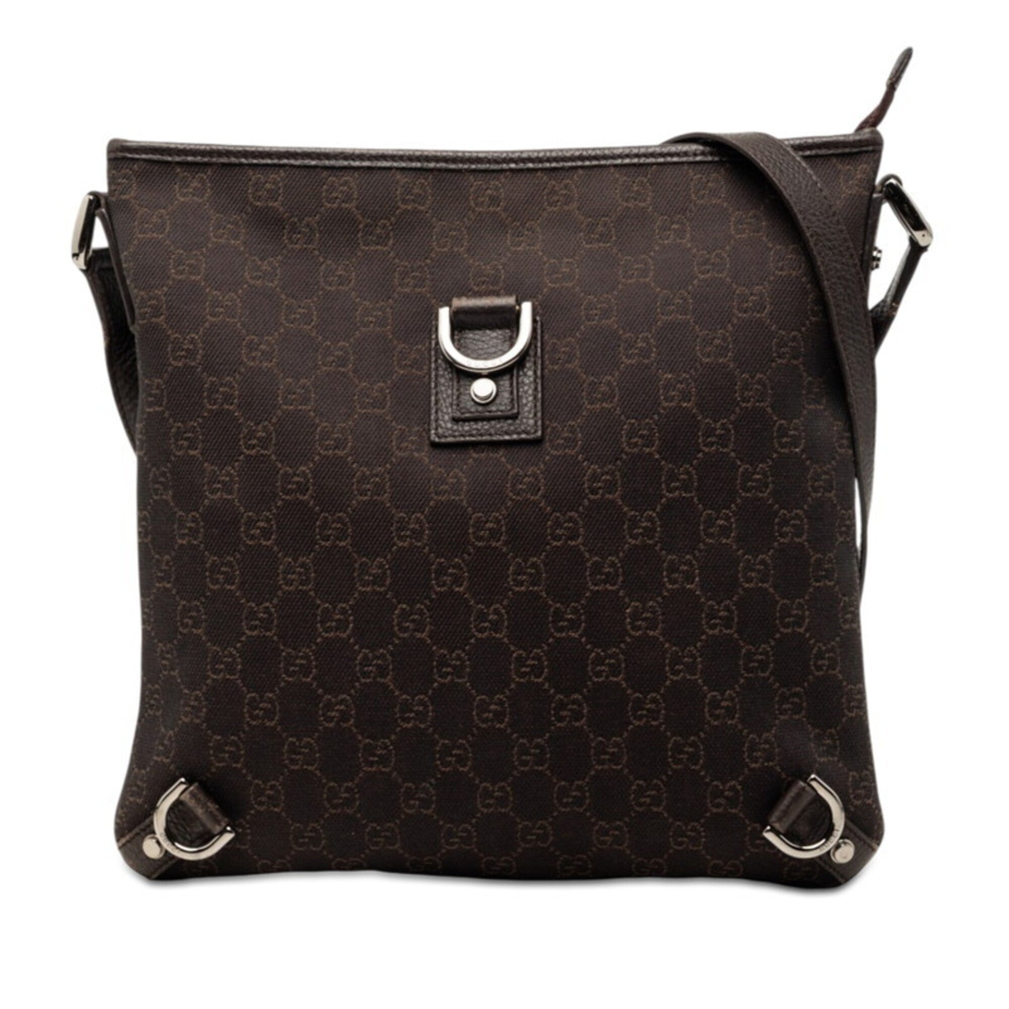 Gucci Brown Canvas Leather Shoulder Bag (Pre-Owned)