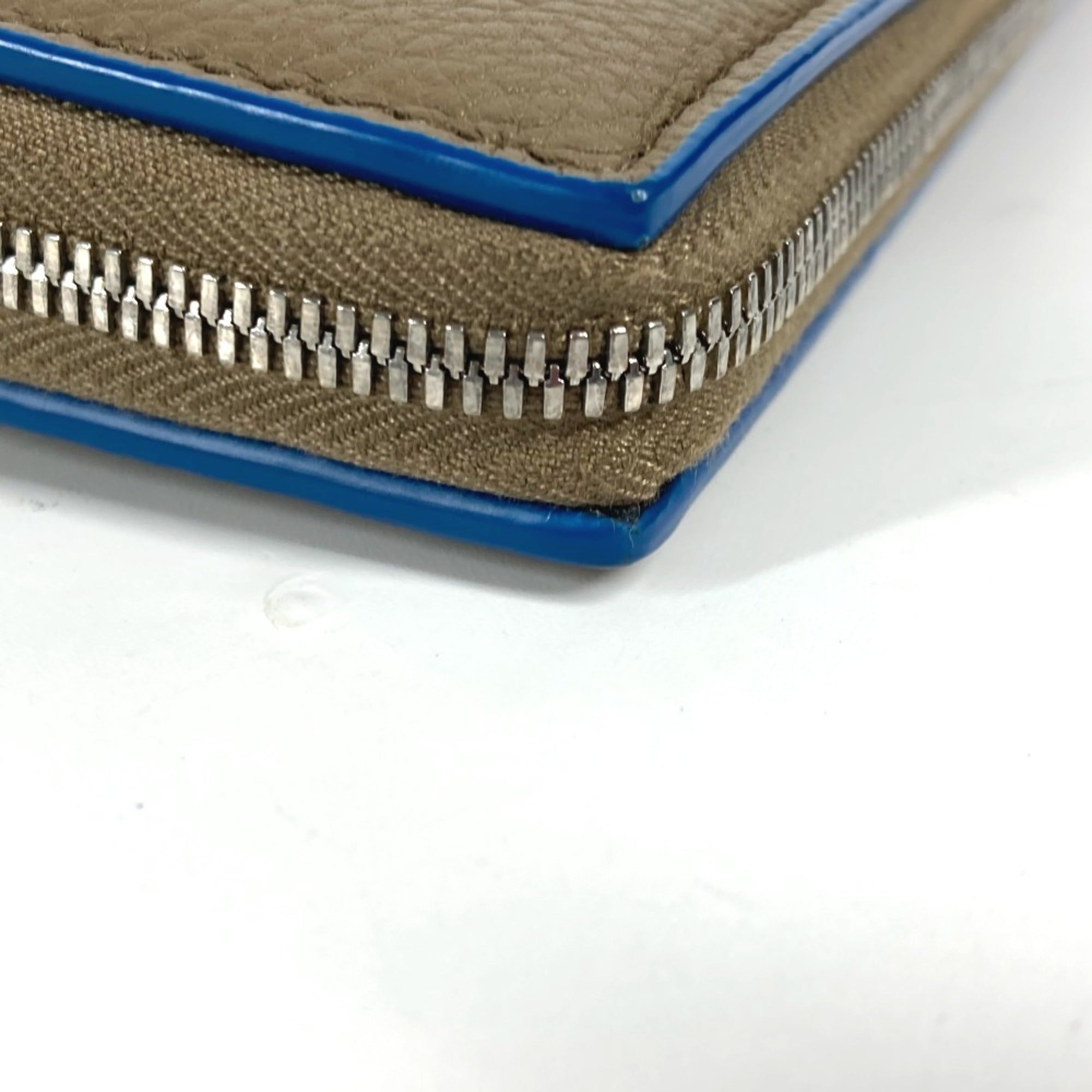 Bottega Veneta Blue Brown Leather Long Wallet (Bi-Fold) (Pre-Owned)