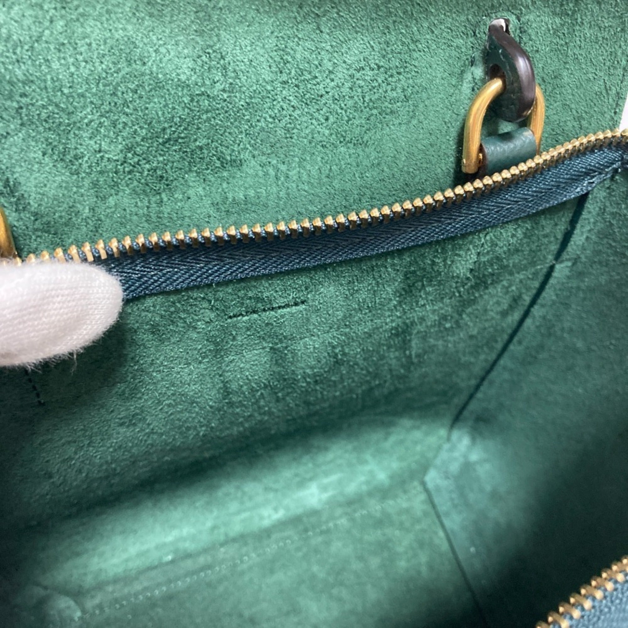 Celine Green Suede Handbag Shoulder Bag (Pre-Owned)