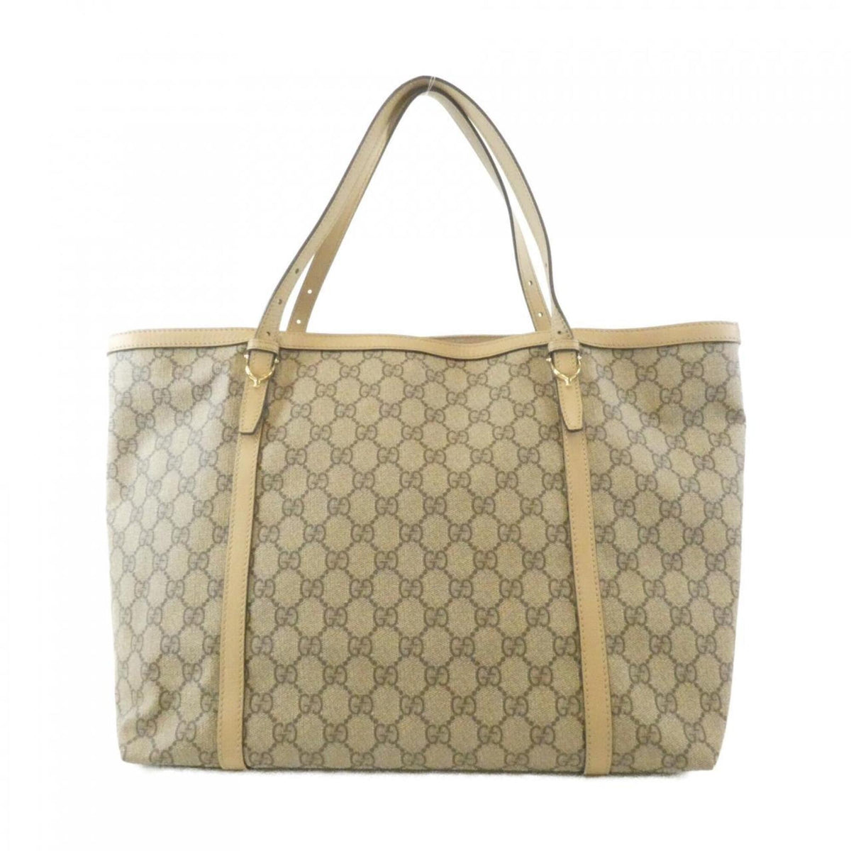 Gucci Beige Gg Supreme Canvas Leather Handbag (Pre-Owned)