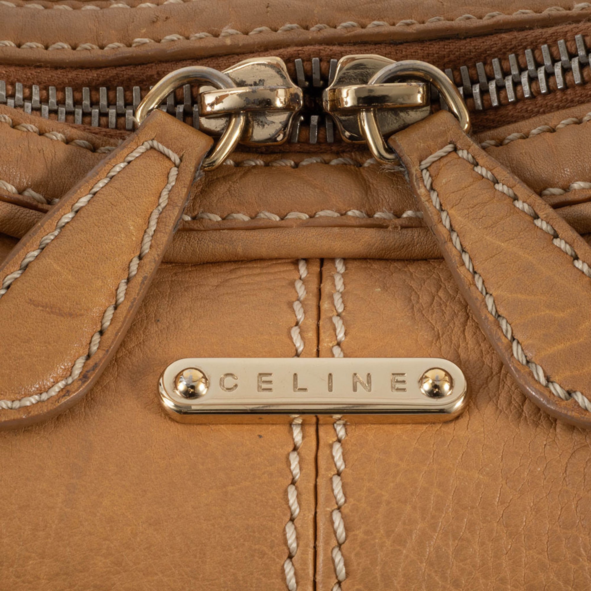 Celine Beige Leather Shoulder Bag (Pre-Owned)