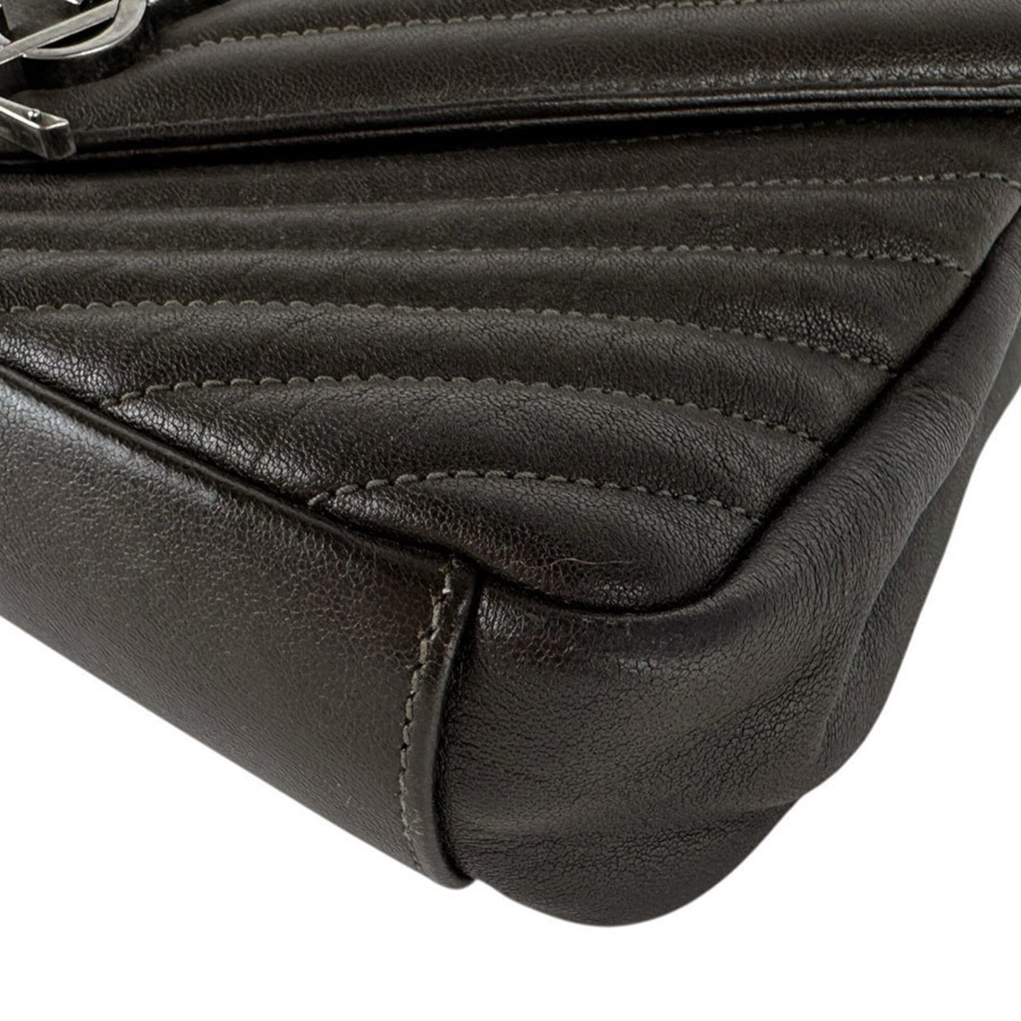 Saint Laurent Khaki Brown Leather Shoulder Bag (Pre-Owned)