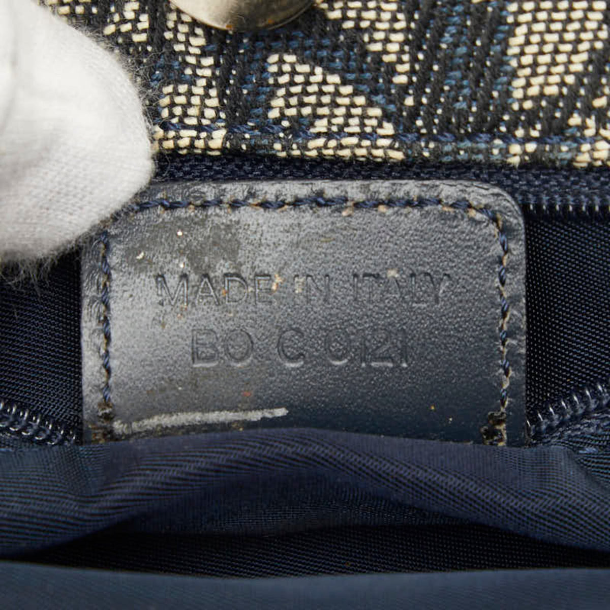 Christian Dior Navy Canvas Leather Handbag (Pre-Owned)