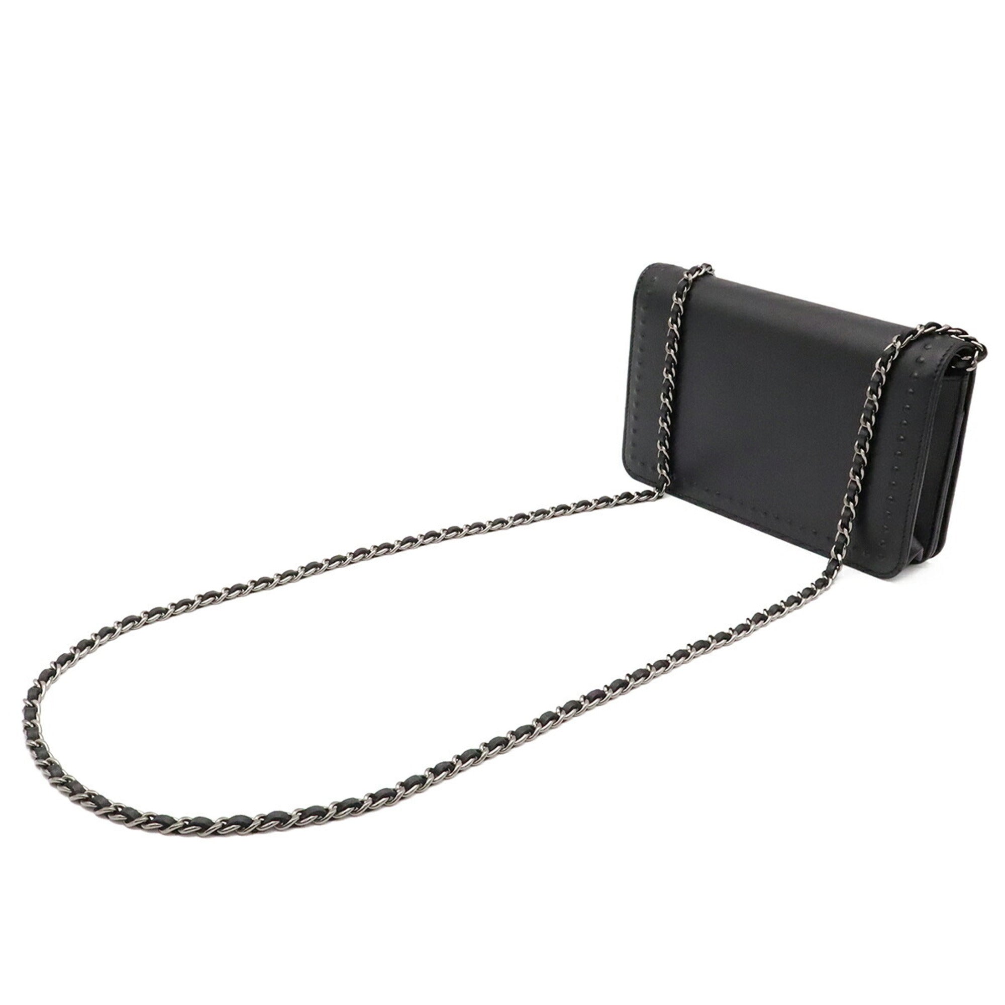 Chanel Black Leather Chain/Shoulder Wallet (Pre-Owned)