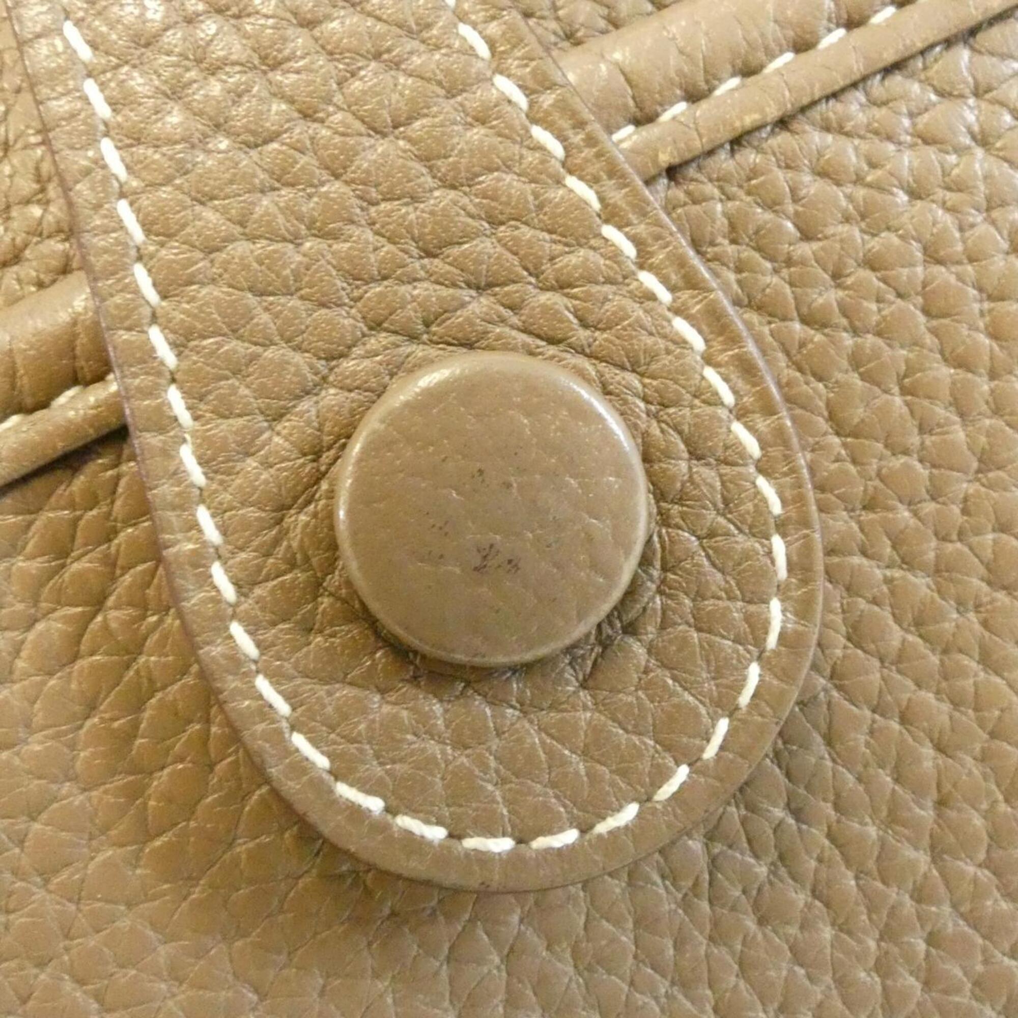 Hermes Etoupe Gray Taurillon Clemence Leather Shoulder Bag (Pre-Owned)