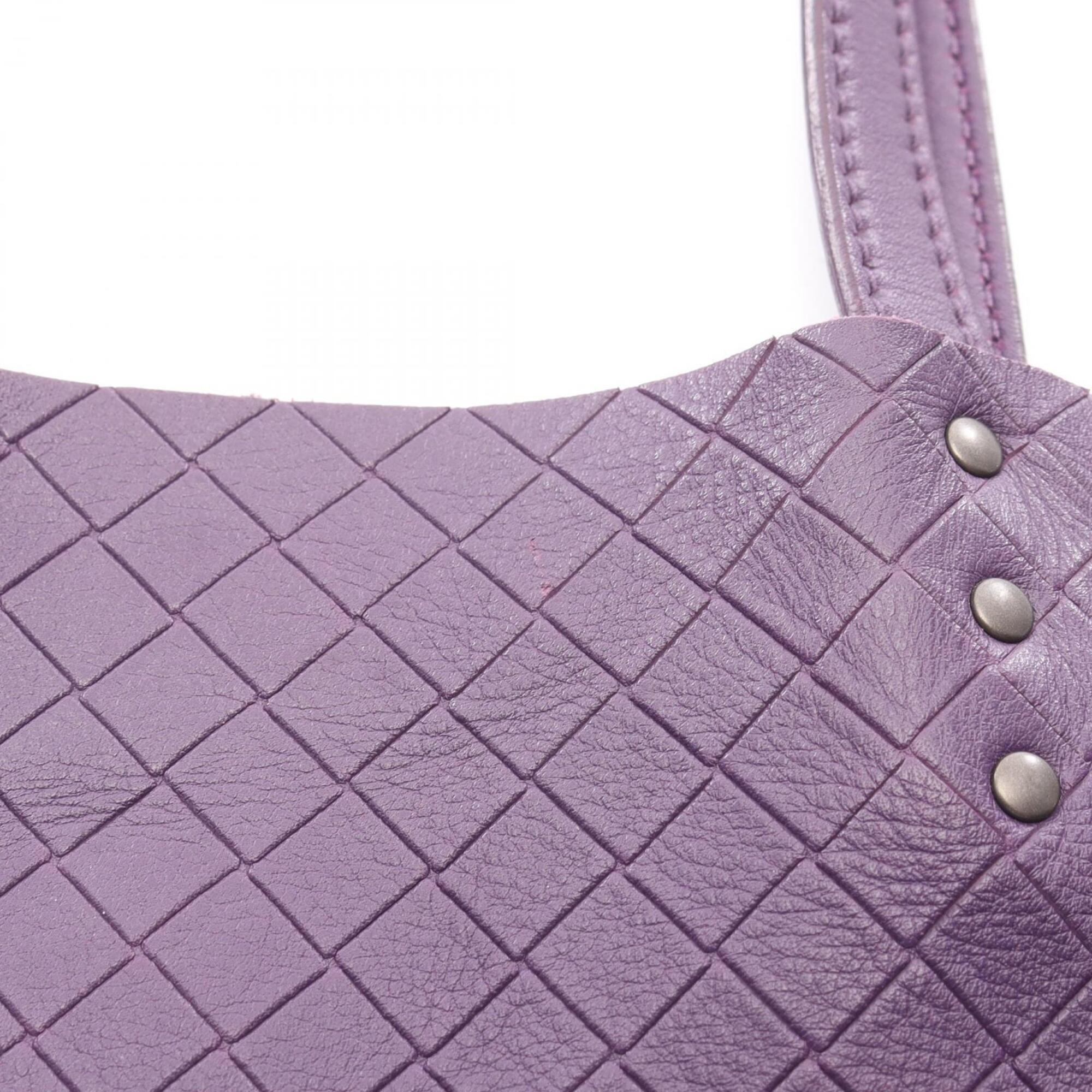Bottega Veneta Purple Leather Handbag Tote Bag (Pre-Owned)