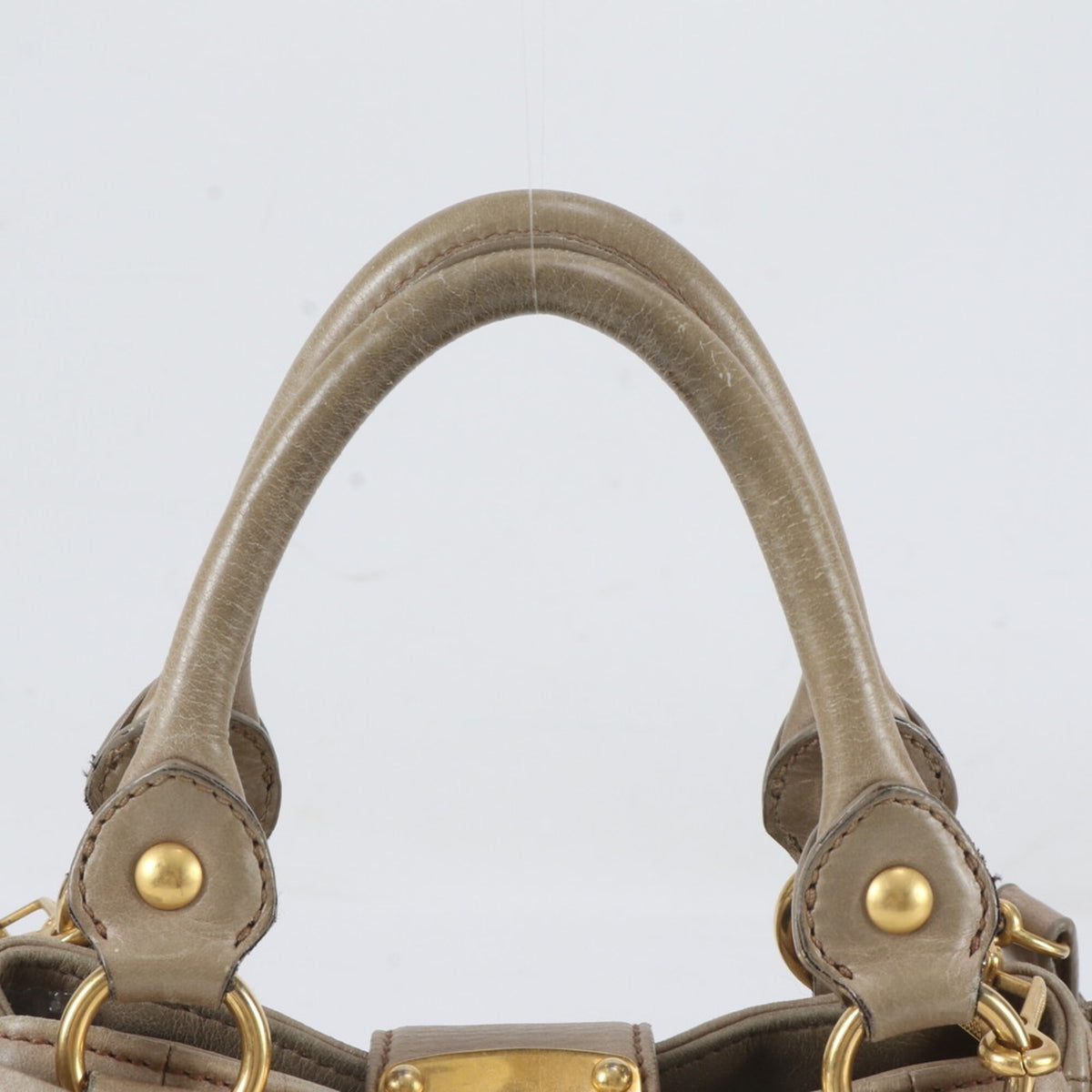 Miu Miu Beige Leather Crossbody Bag Handbag Shoulder Bag Tote Bag (Pre-Owned)
