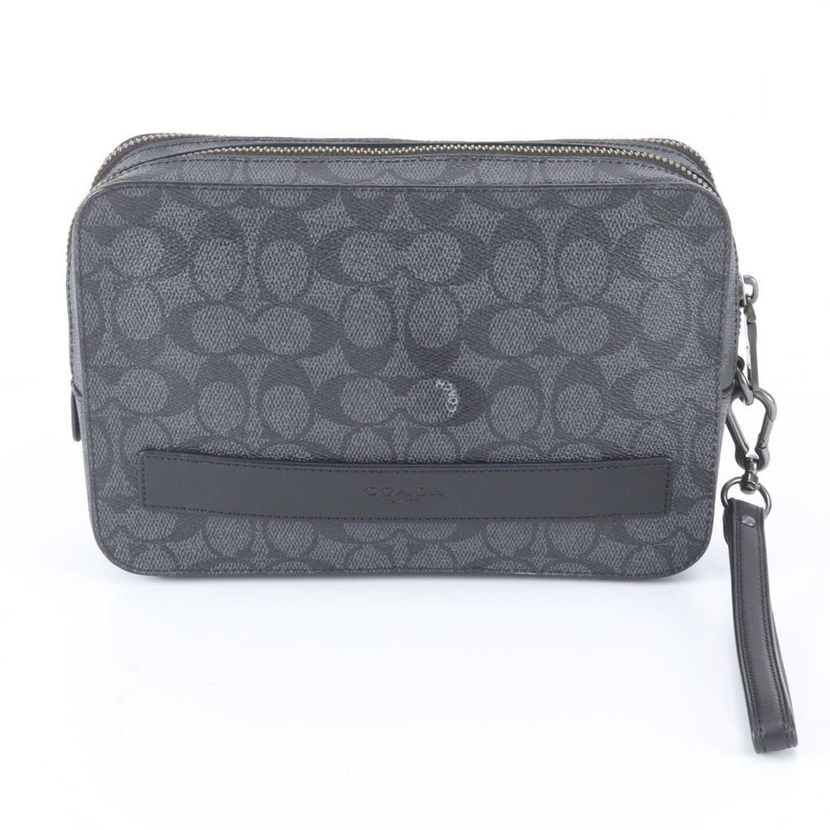 Coach Black Leather Coated Canvas Clutch Bag Pouch (Pre-Owned)