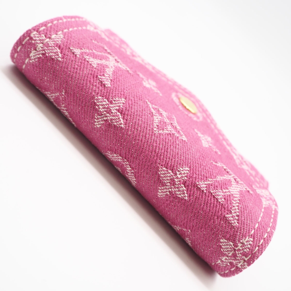 Louis Vuitton Monogram Denim Fuchsia Pink Canvas Leather Wallet (Tri-Fold) (Pre-Owned)