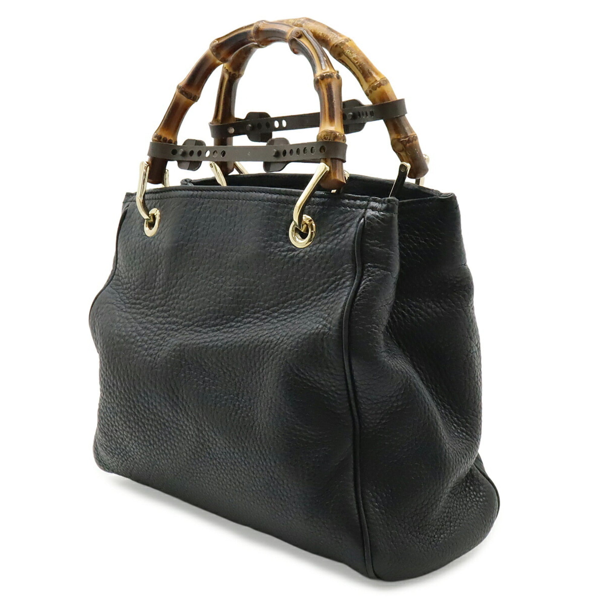 Gucci Black Bamboo Leather Handbag (Pre-Owned)