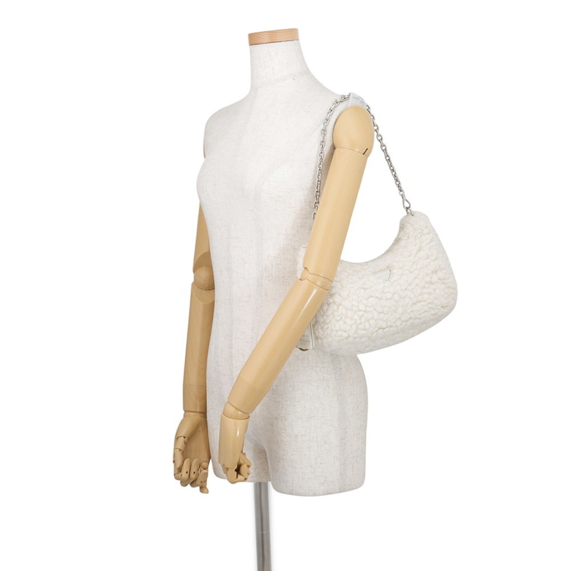 Prada White Wool Cashmere Shoulder Bag (Pre-Owned)