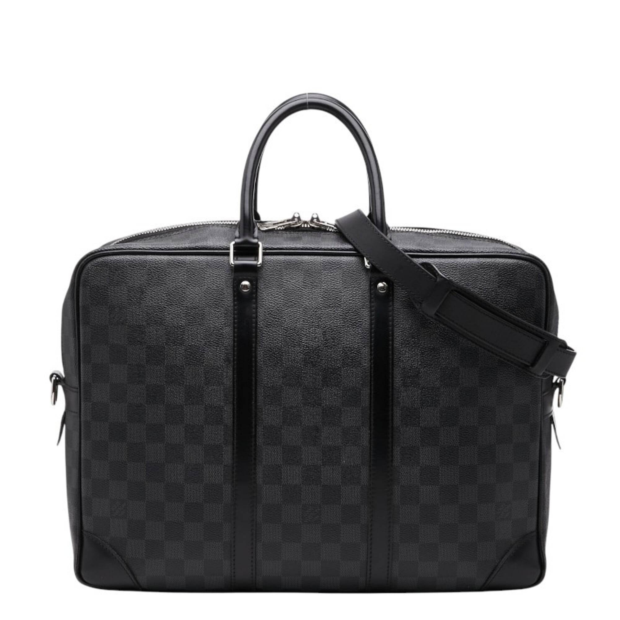 Louis Vuitton Black Gray Pvc Leather Briefcase (Pre-Owned)