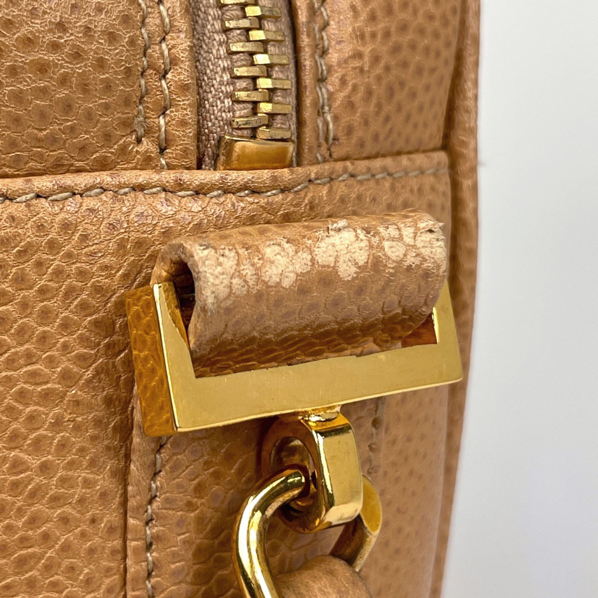 Chanel Beige Grained Calfskin Shoulder Bag (Pre-Owned)