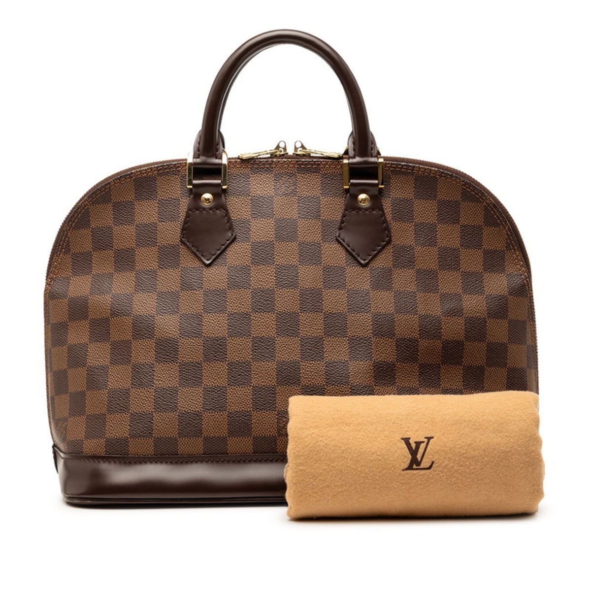 Louis Vuitton Damier Brown Damier Canvas Leather Handbag (Pre-Owned)