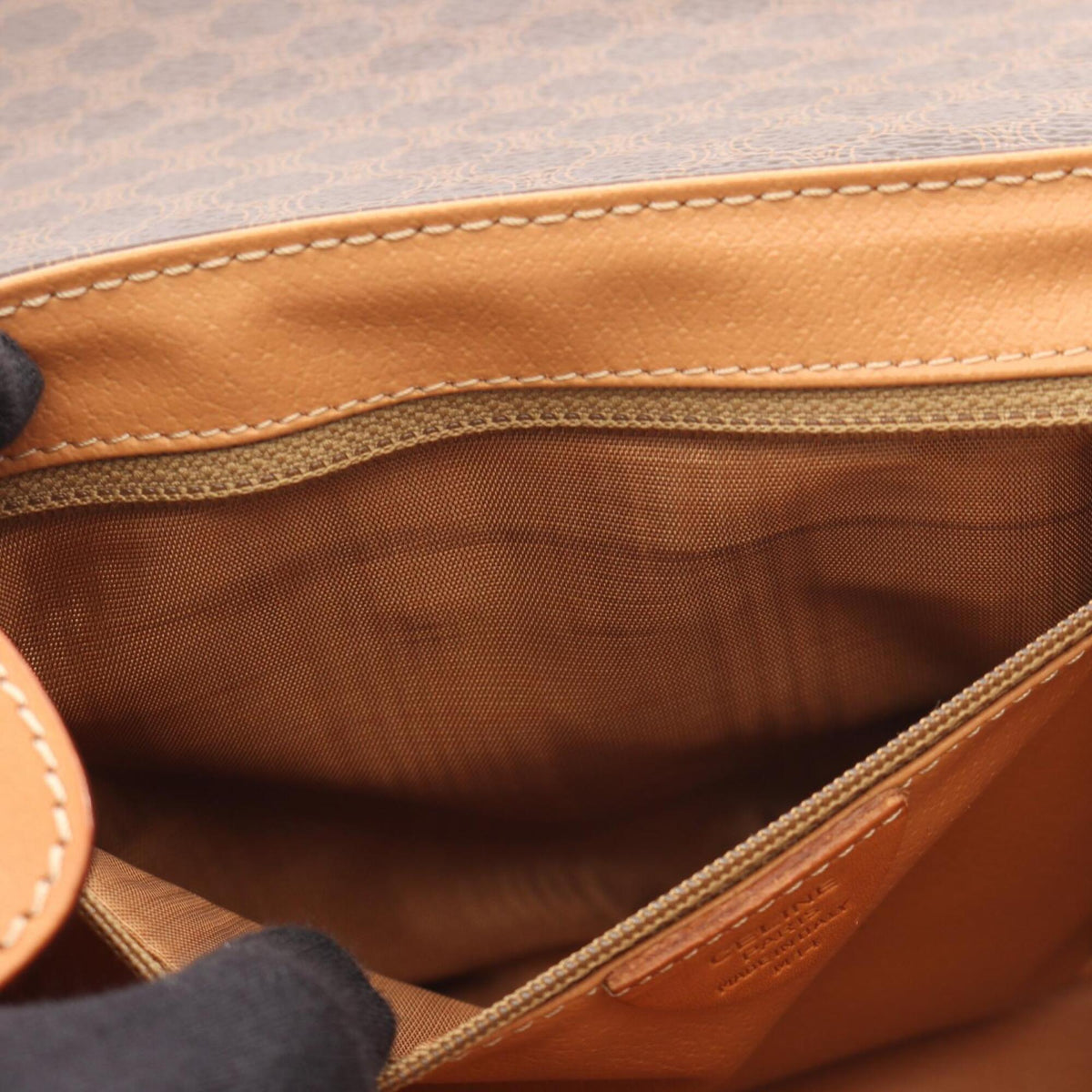 Celine Brown Coated Canvas Leather Handbag Shoulder Bag (Pre-Owned)