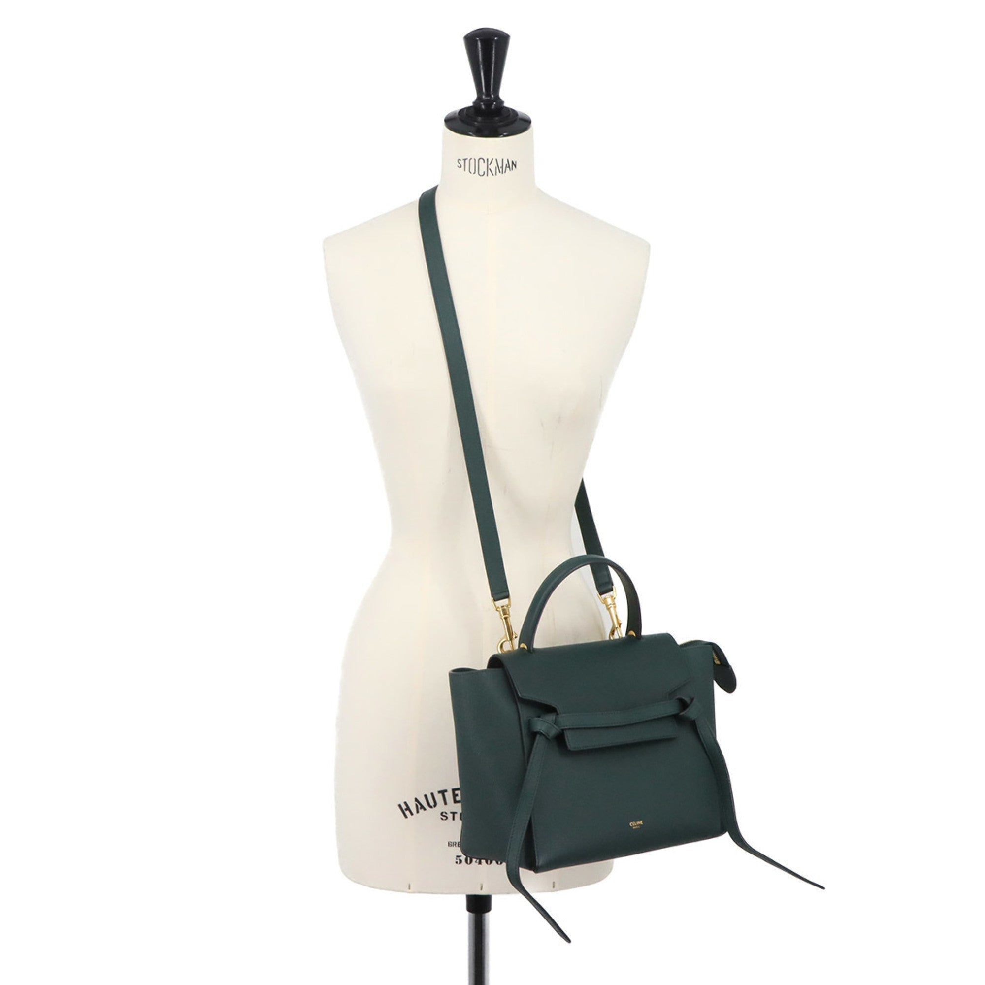 Celine Dark Green Leather Fanny Pack Handbag (Pre-Owned)