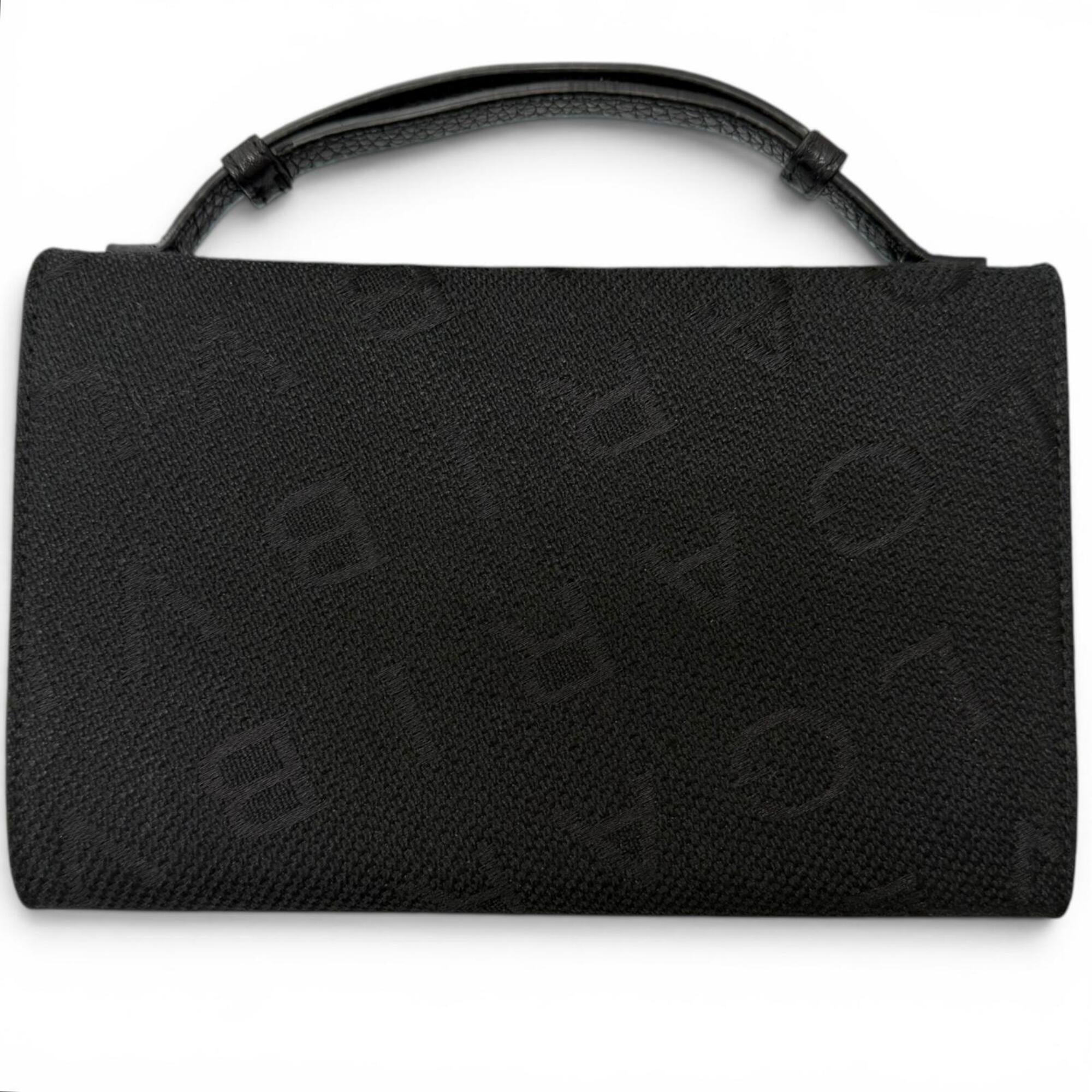Bvlgari Black Canvas Leather Chain/Shoulder Wallet (Pre-Owned)