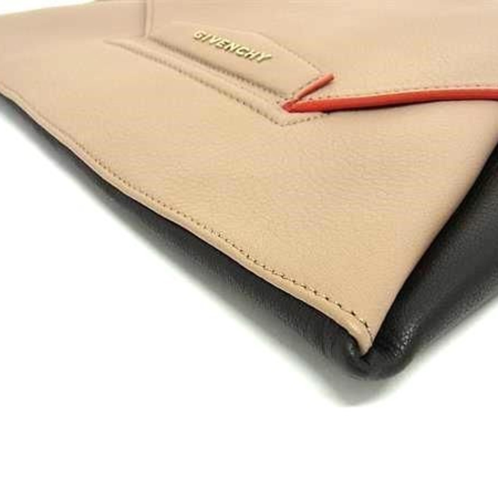 Givenchy Beige Black Leather Clutch Bag (Pre-Owned)