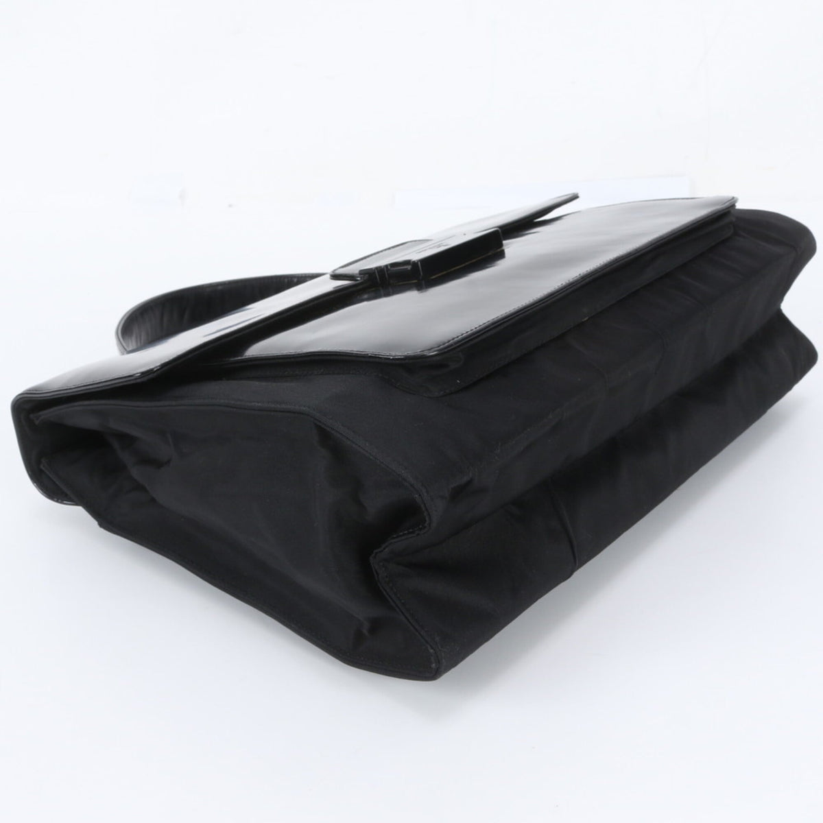 Prada Black Leather Nylon Briefcase (Pre-Owned)