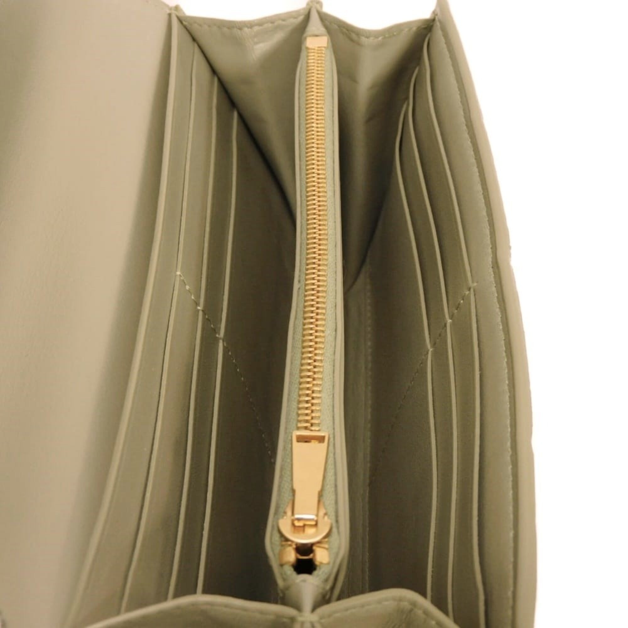 Bottega Veneta Green Intrecciato Long Wallet (Bi-Fold) (Pre-Owned)