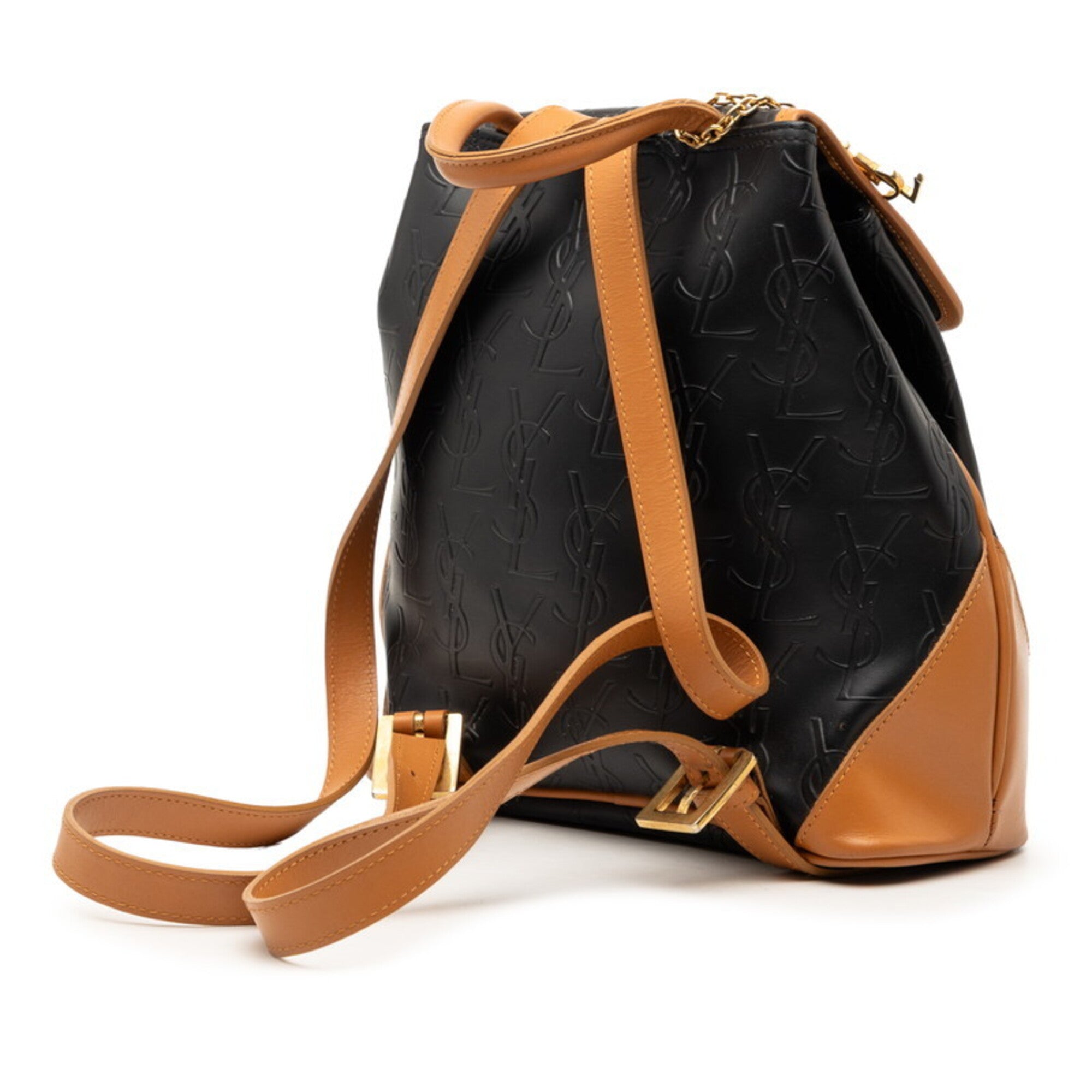 Saint Laurent Black Brown Leather Backpack (Pre-Owned)