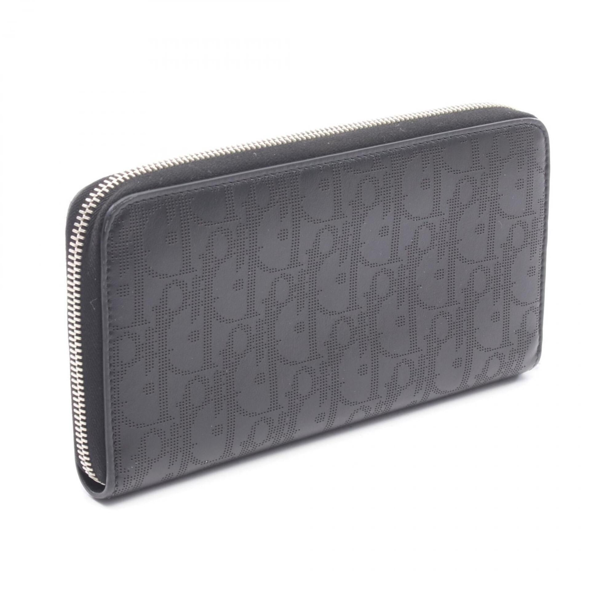 Christian Dior Black Leather Long Wallet (Bi-Fold) (Pre-Owned)
