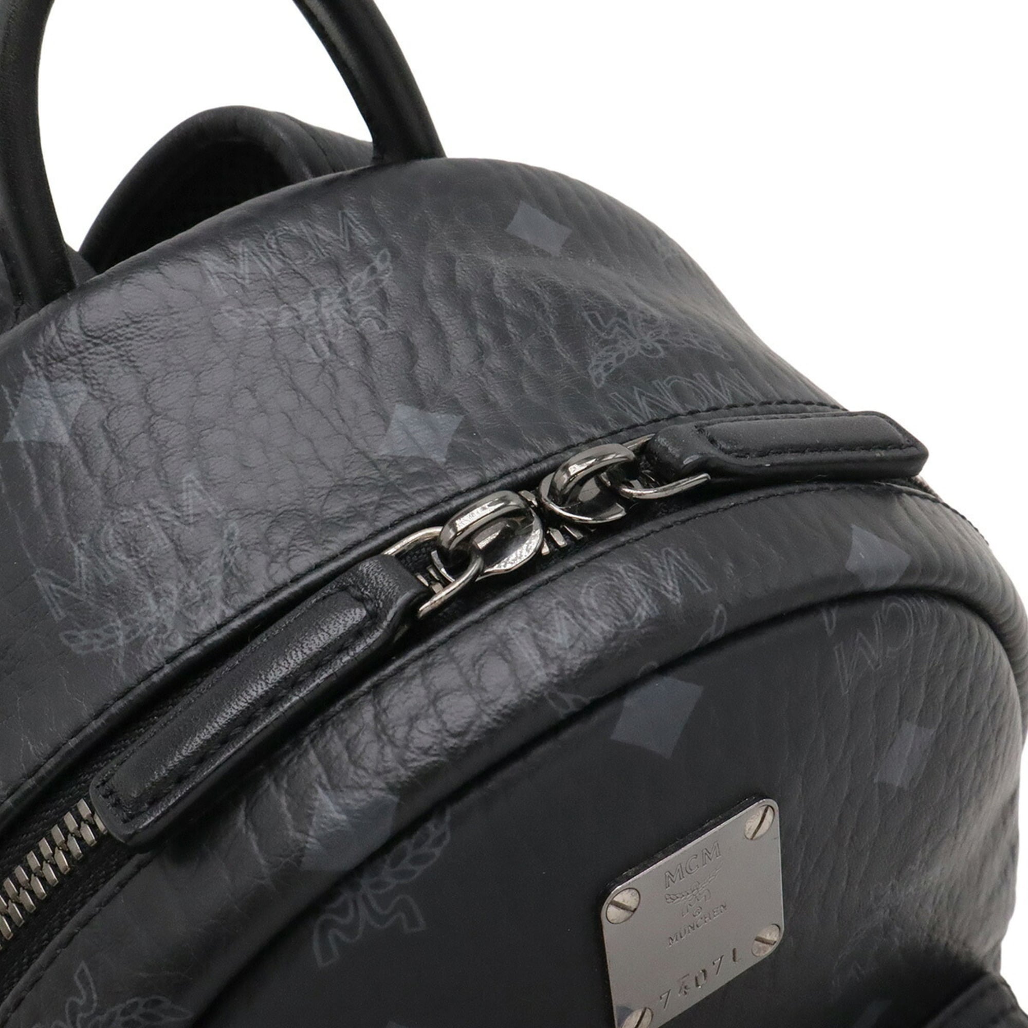 Mcm Visetos Black Coated Canvas Pvc Leather Backpack (Pre-Owned)
