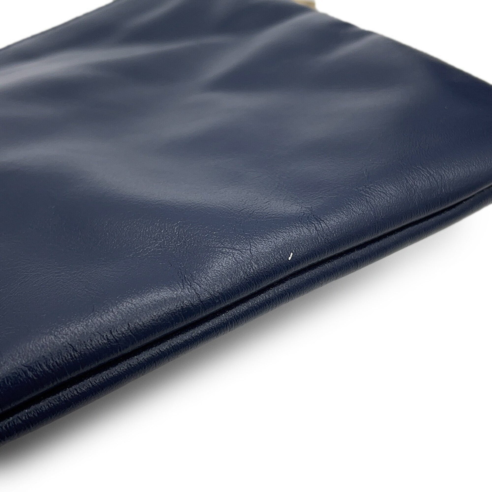 Chanel Matelasse Navy Leather Handbag Pouch (Pre-Owned)