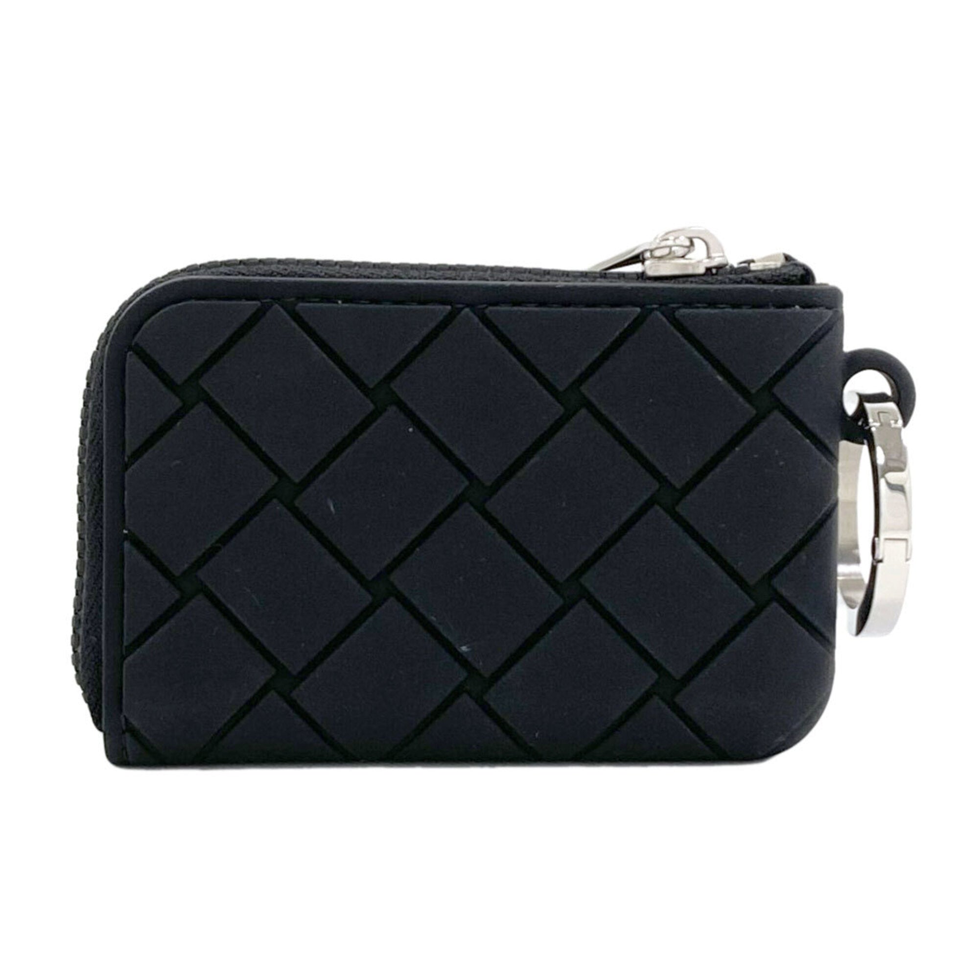 Bottega Veneta Intrecciato Black Rubber Coin Purse/Coin Case (Pre-Owned)
