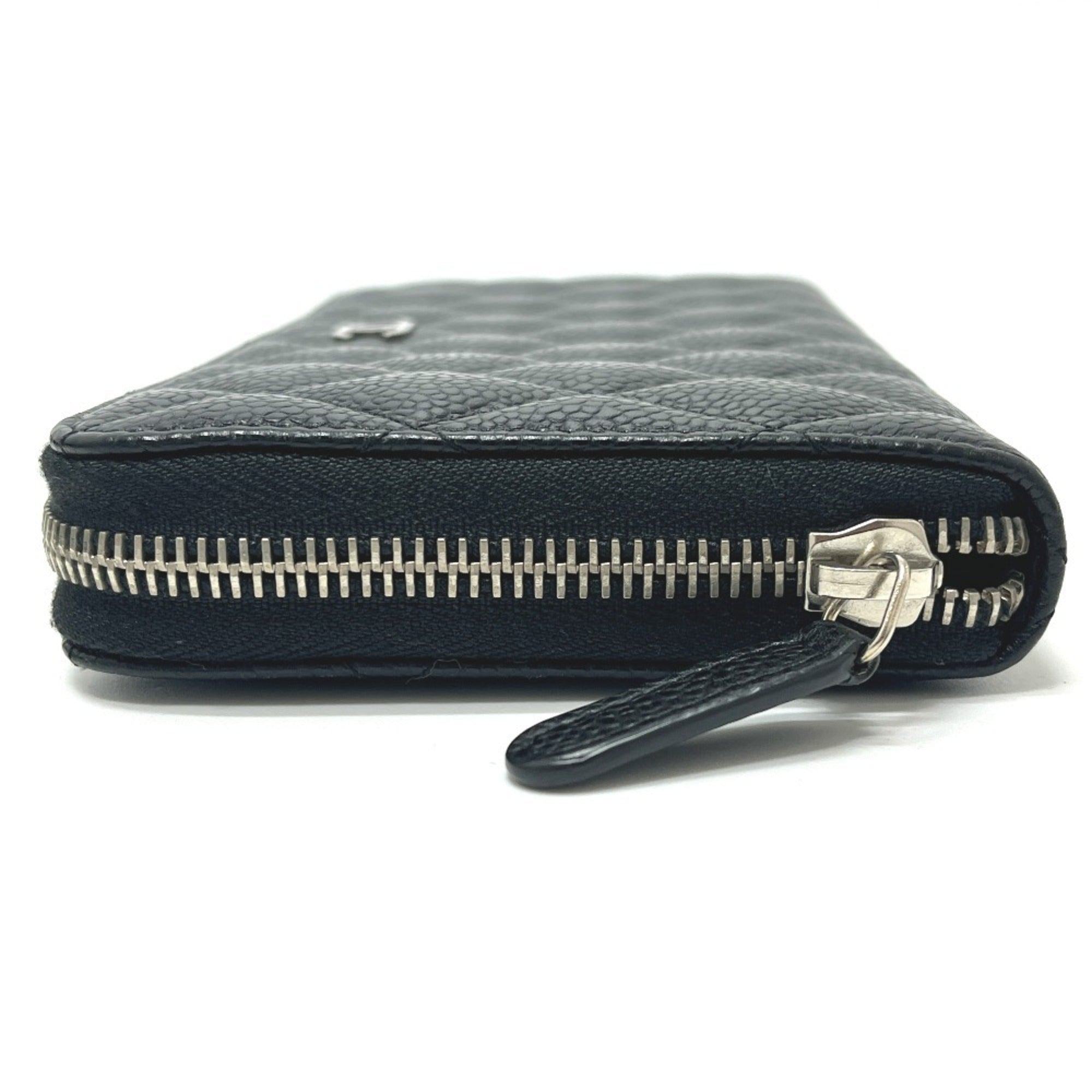 Chanel Black Grained Calfskin Long Wallet (Bi-Fold) (Pre-Owned)
