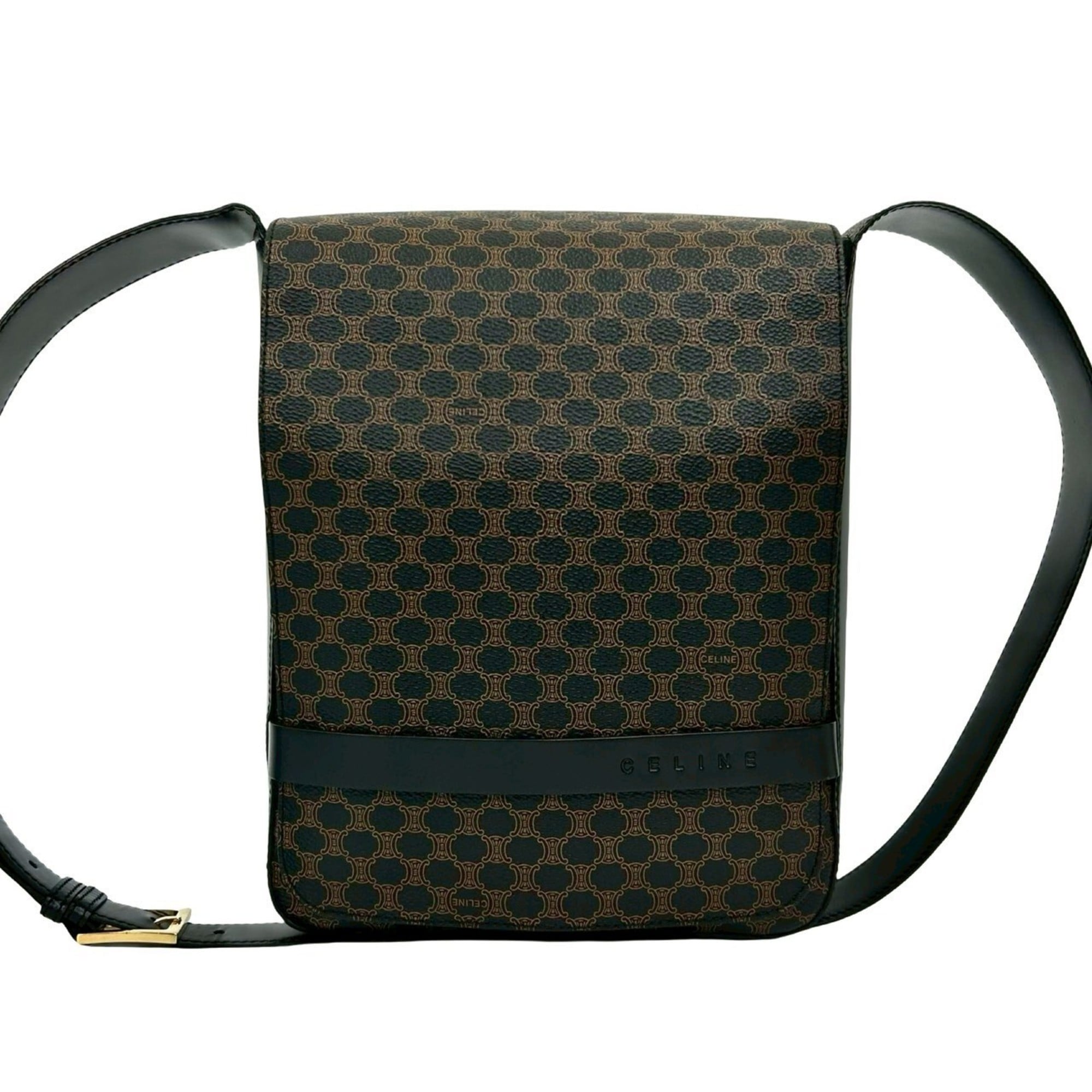 Celine Black Brown Leather Pvc Shoulder Bag (Pre-Owned)