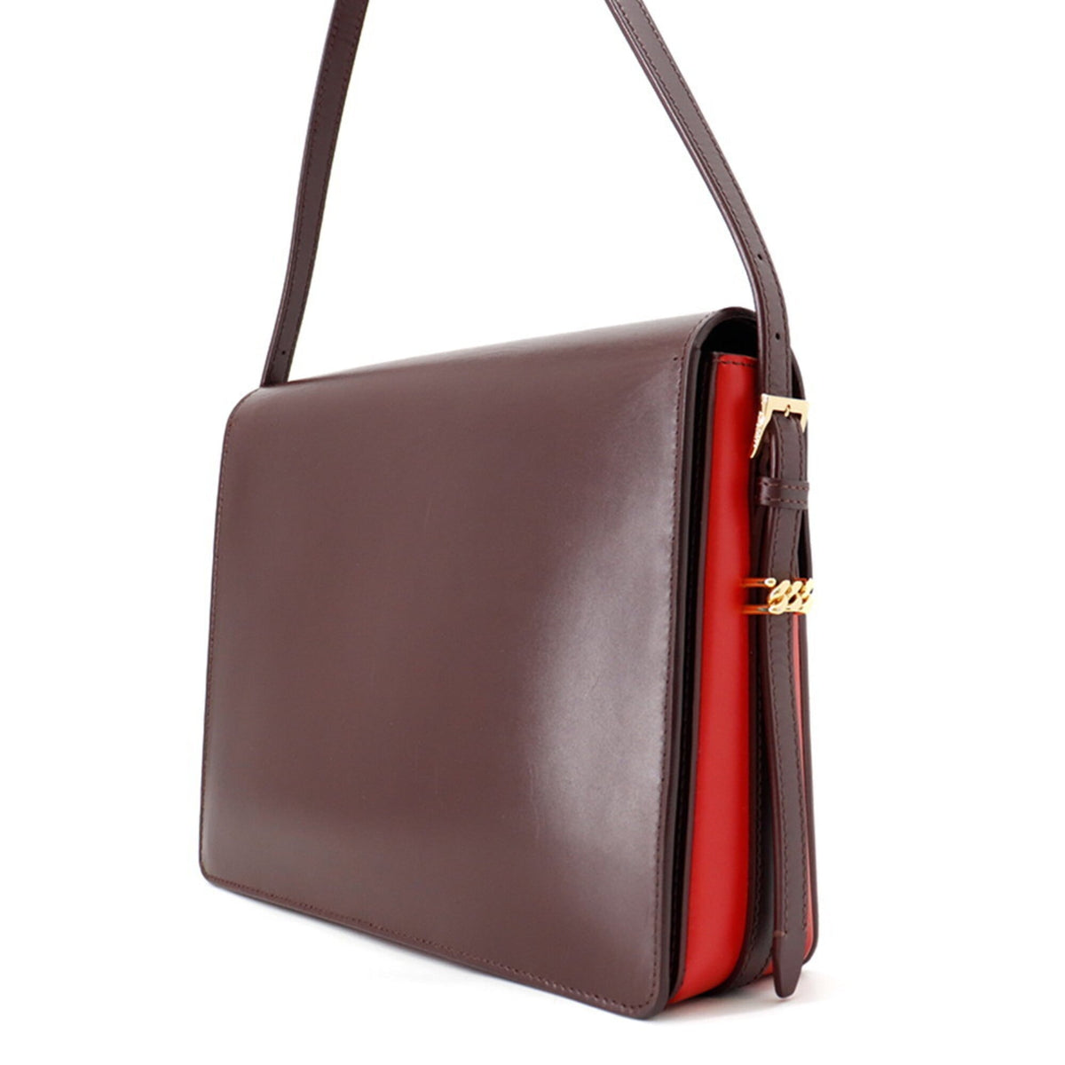 Burberry Bordeaux Red Color Leather Shoulder Bag (Pre-Owned)