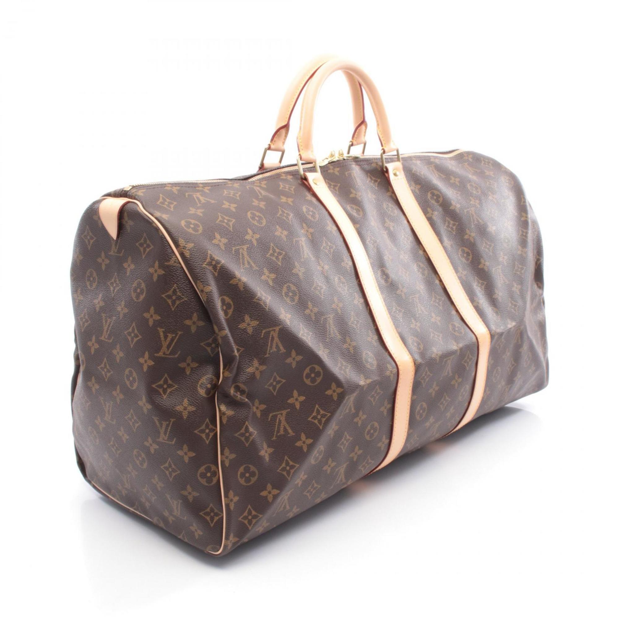 Louis Vuitton Brown Coated Canvas Leather Boston Bag Handbag (Pre-Owned)