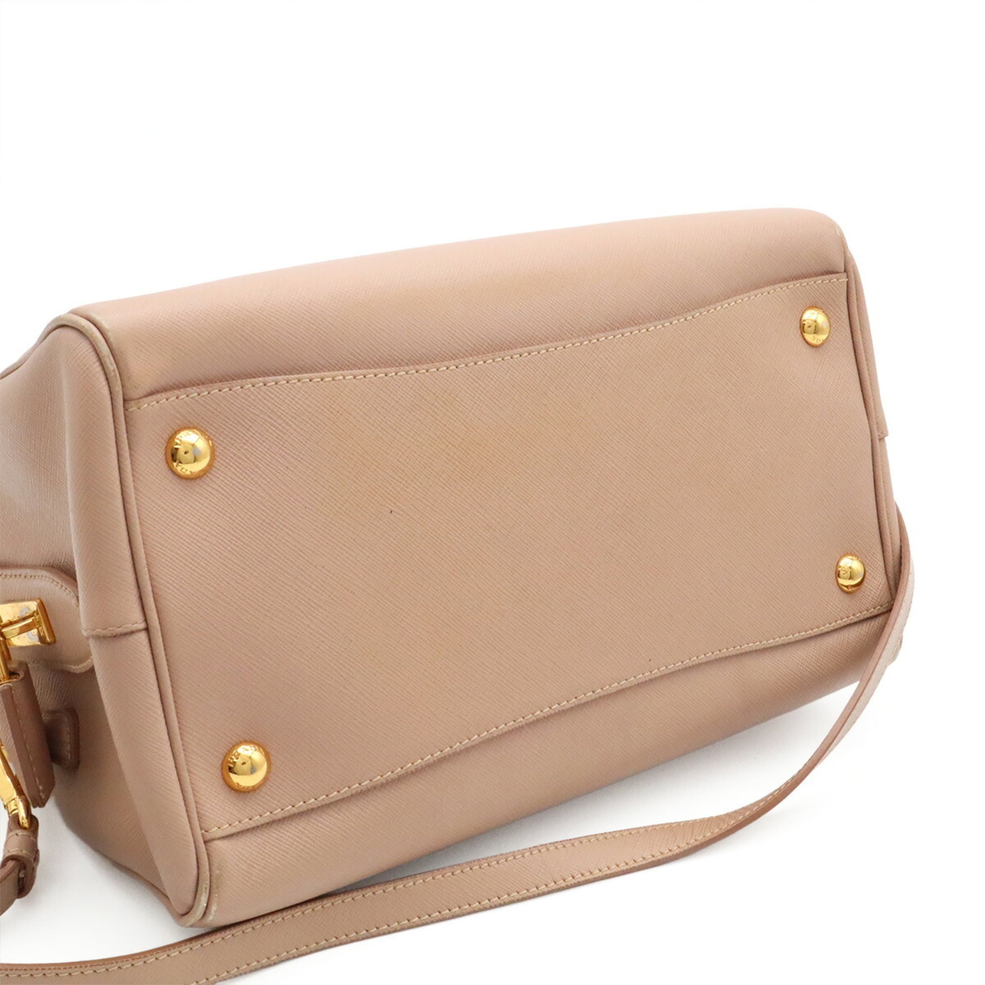 Prada Beige Pink Beige Saffiano Handbag Shoulder Bag (Pre-Owned)