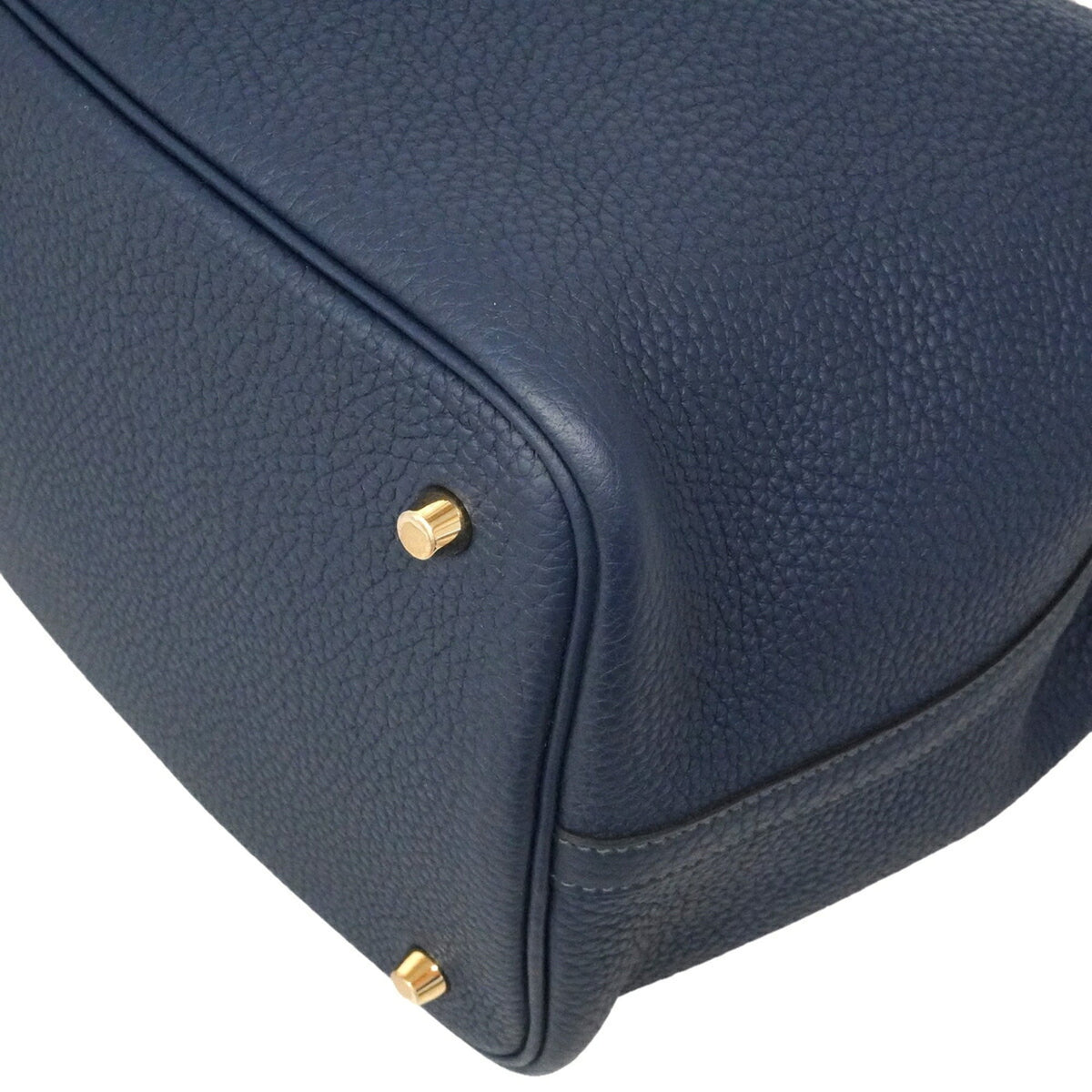Hermes Navy Taurillon Clemence Leather Handbag (Pre-Owned)
