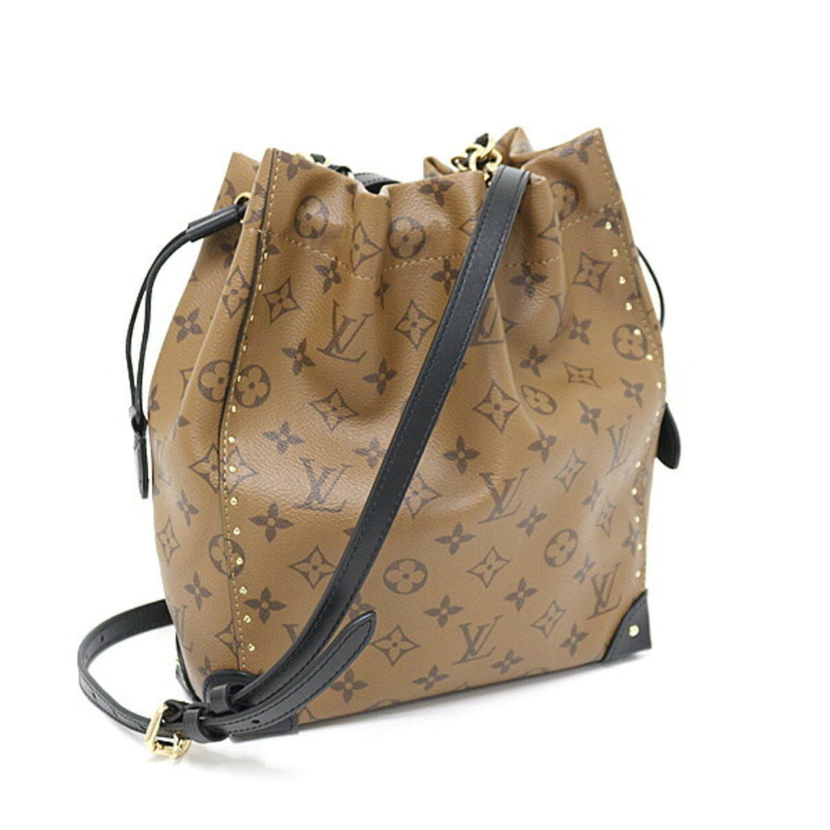 Louis Vuitton Monogram Empreinte Black Light Brown Monogram Reverse Canvas Leather Handbag Shoulder Bag (Pre-Owned)