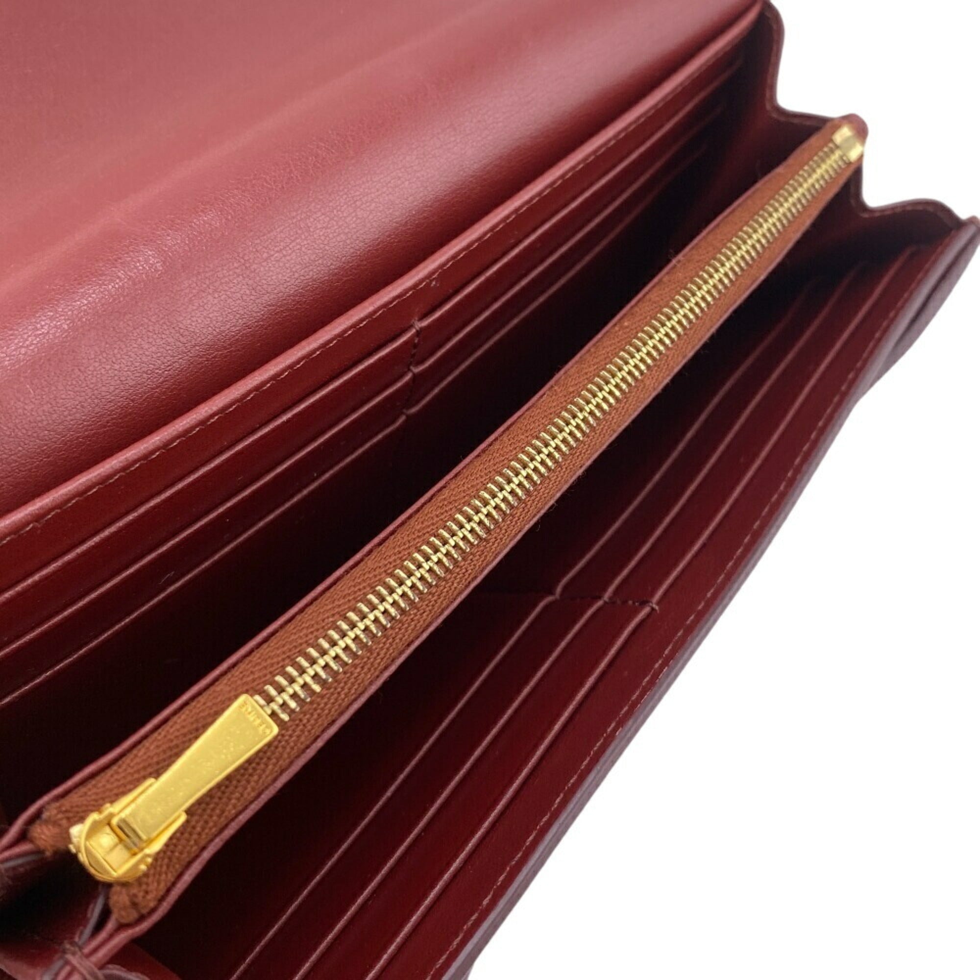 Celine Bordeaux Leather Long Wallet (Bi-Fold) (Pre-Owned)