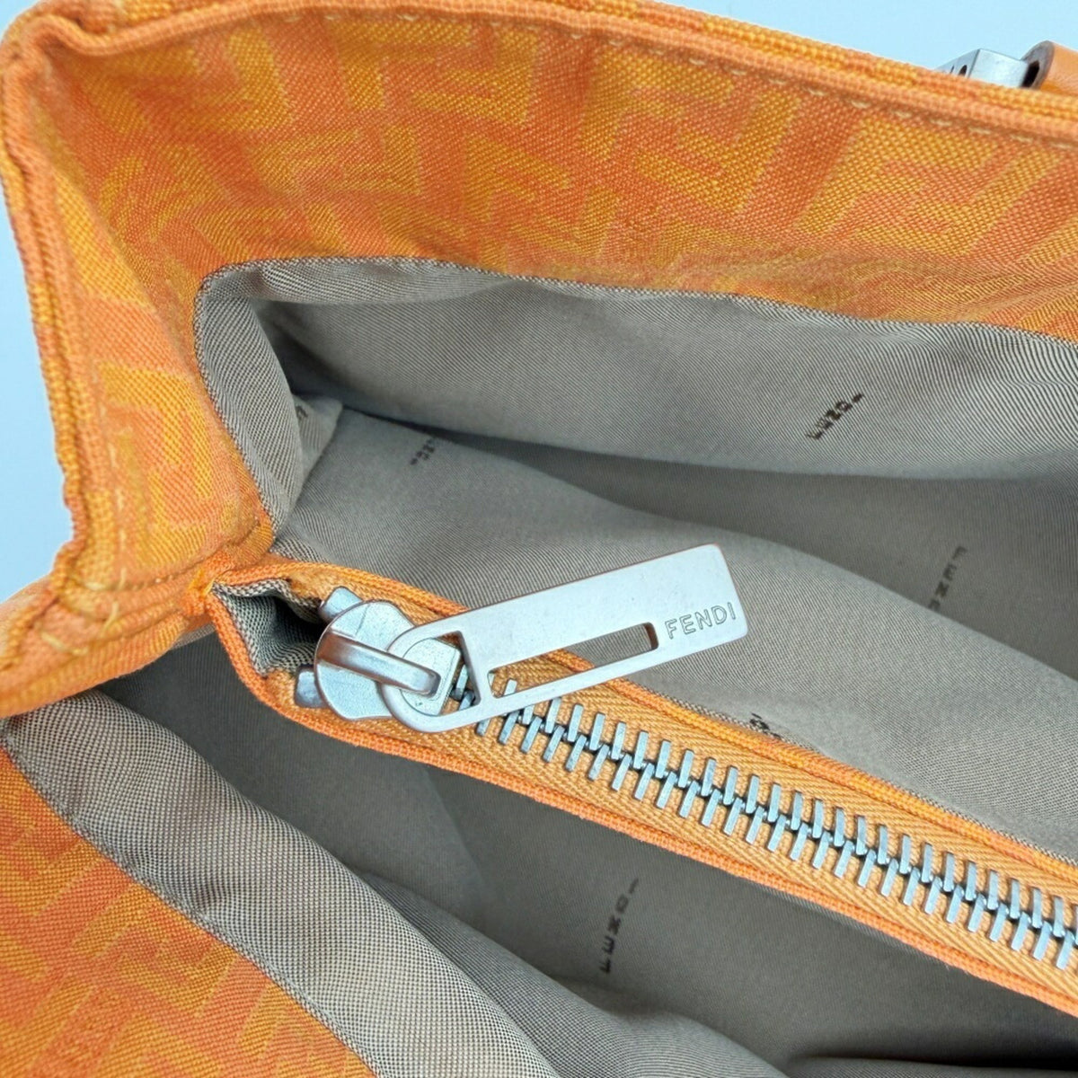Fendi Zucchino Orange Canvas Leather Tote Bag (Pre-Owned)