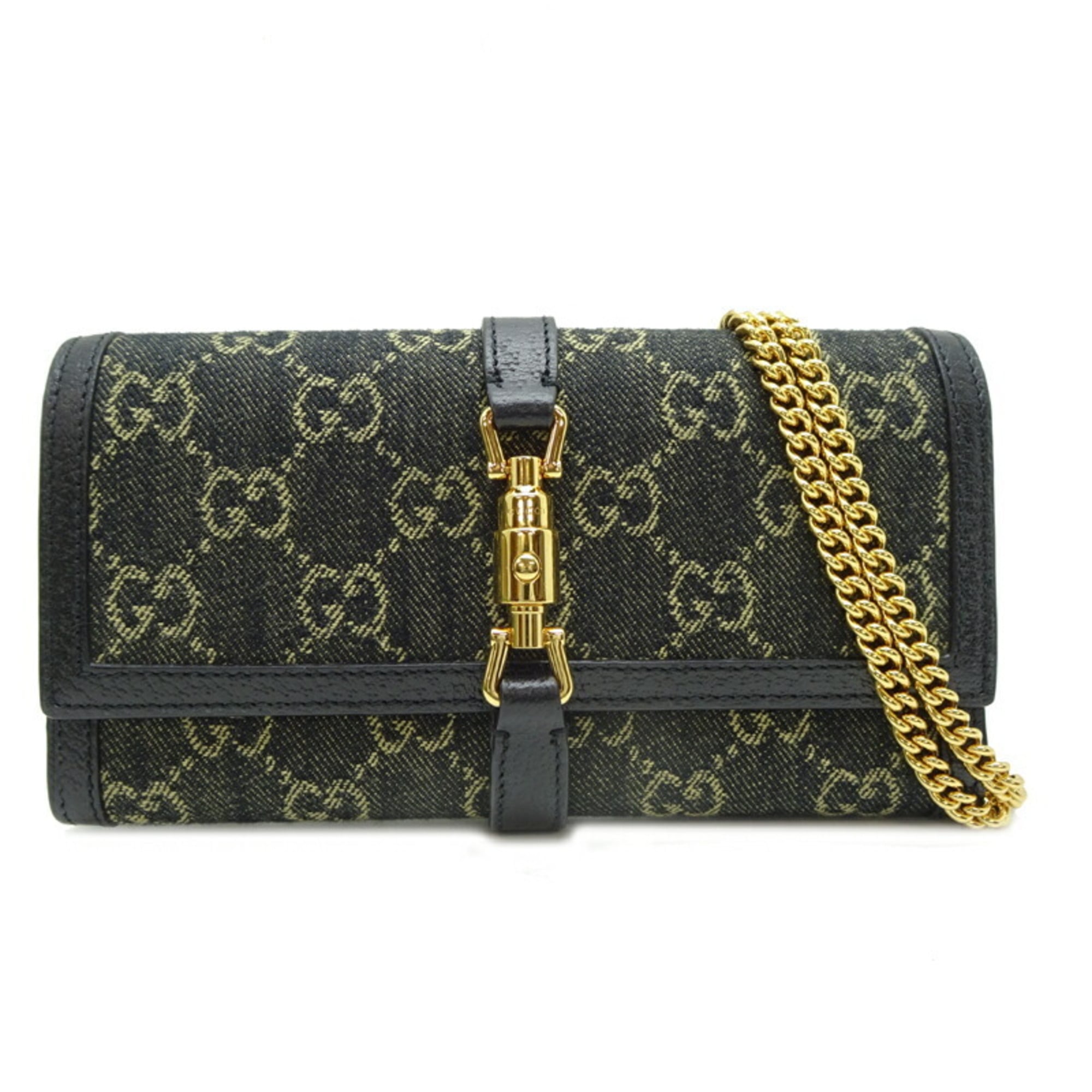Gucci Black Gg Canvas Chain/Shoulder Wallet (Pre-Owned)