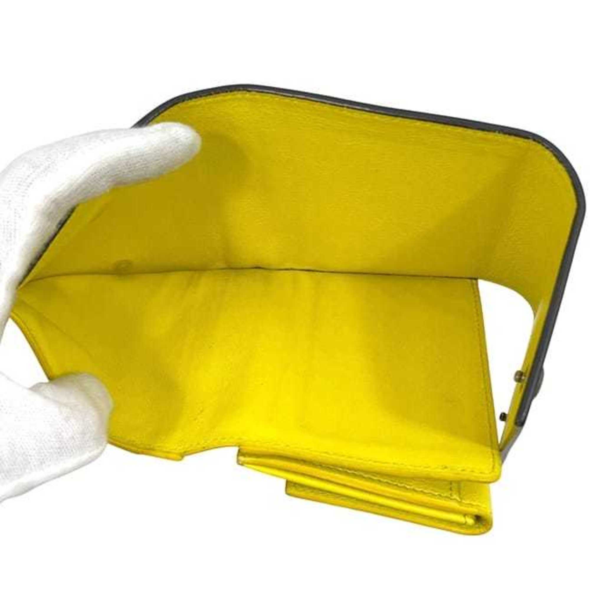 Celine Gray Yellow Leather Wallet (Tri-Fold) (Pre-Owned)