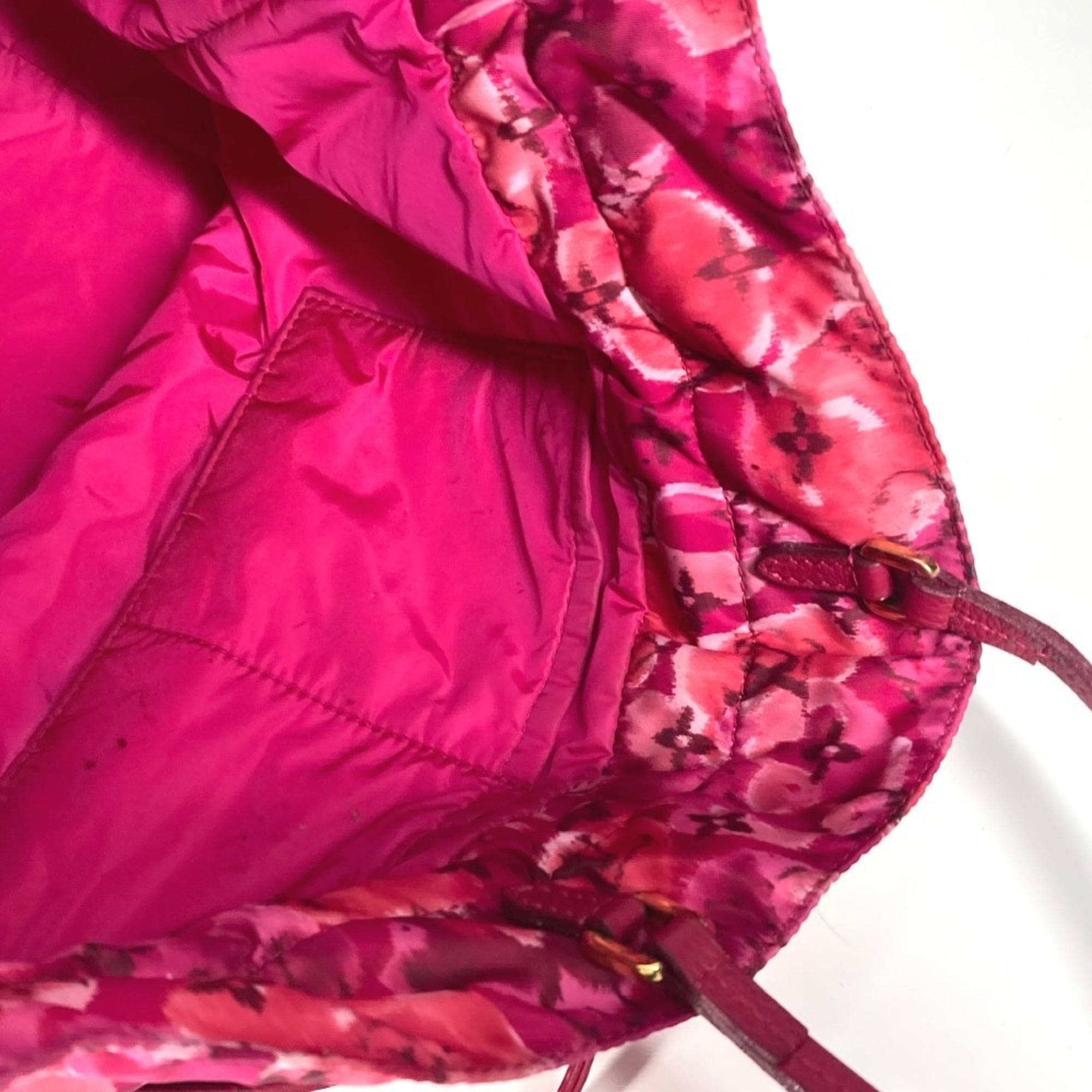 Louis Vuitton Pink Leather Nylon Shoulder Bag Tote Bag (Pre-Owned)