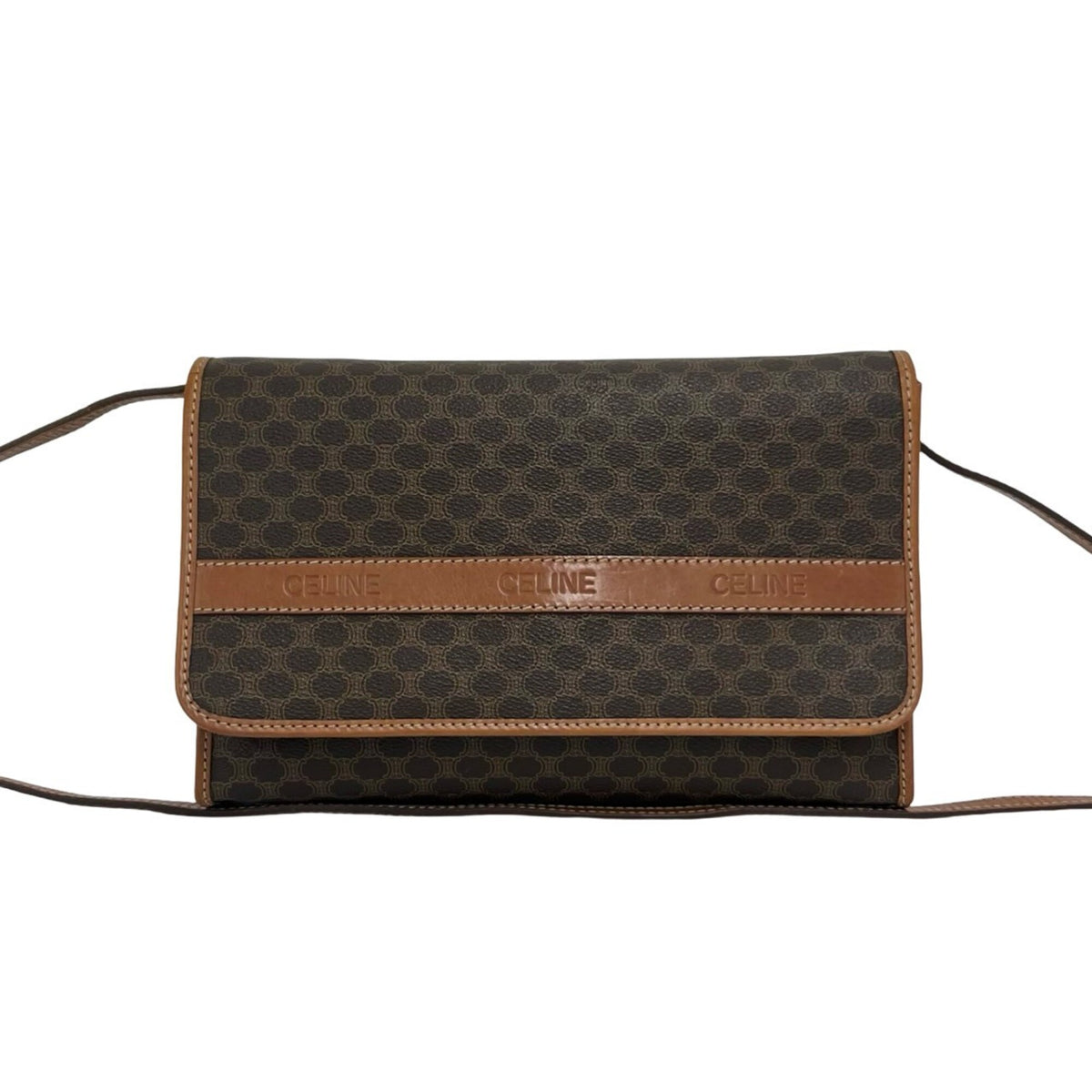 Celine Brown Leather Pvc Pochette Shoulder Bag (Pre-Owned)