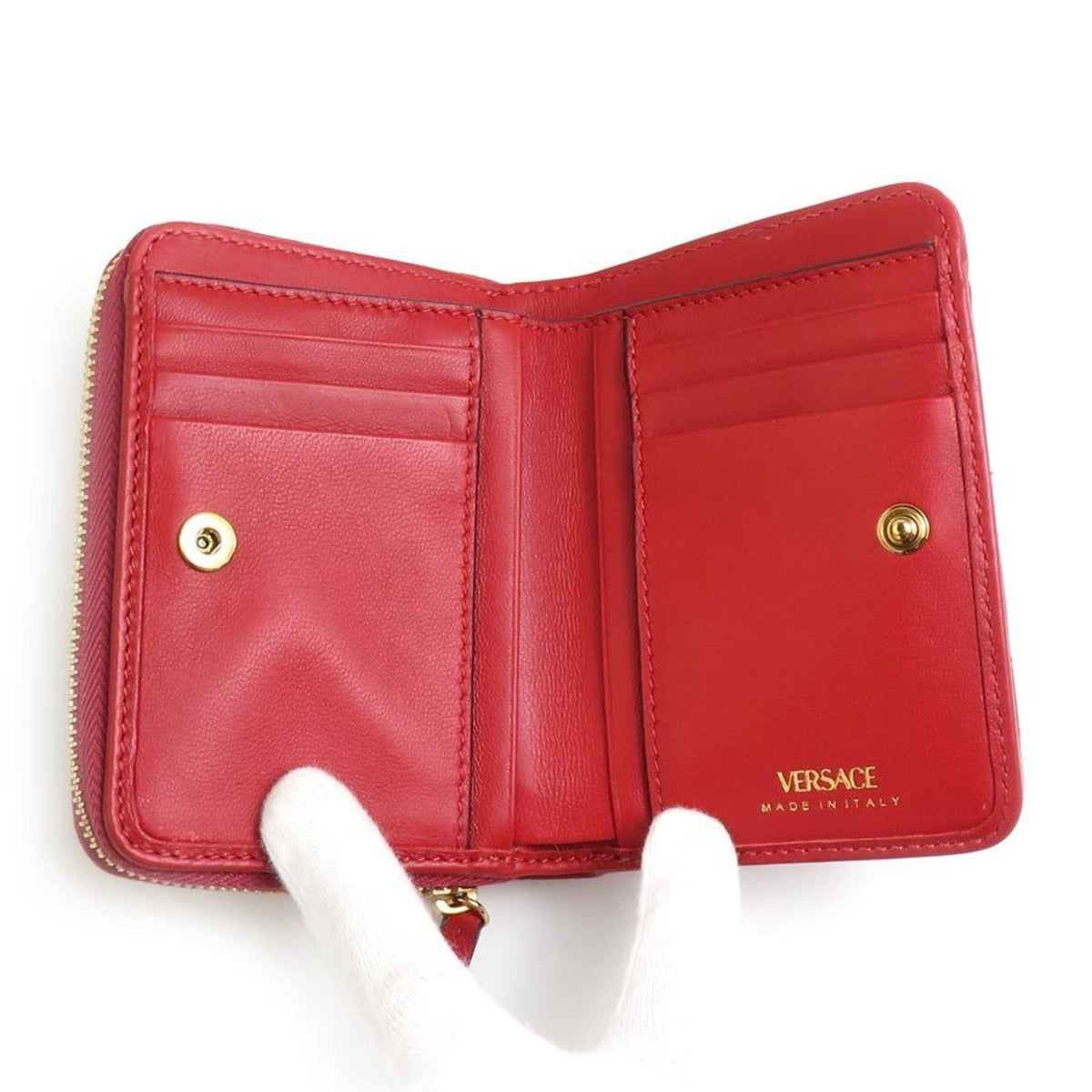 Versace Red Color Leather Wallet (Bi-Fold) (Pre-Owned)