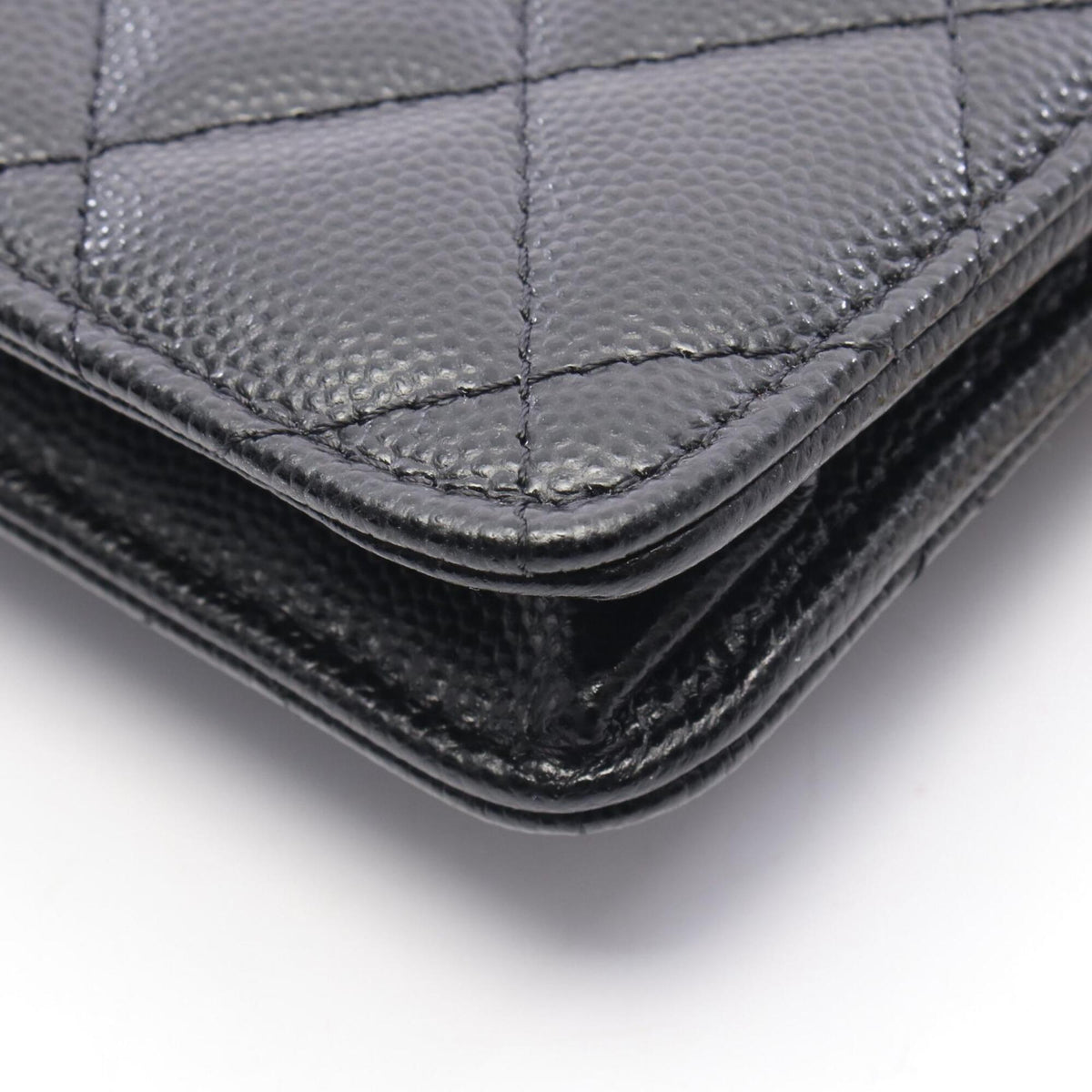 Chanel Black Grained Calfskin Clutch Bag Handbag (Pre-Owned)