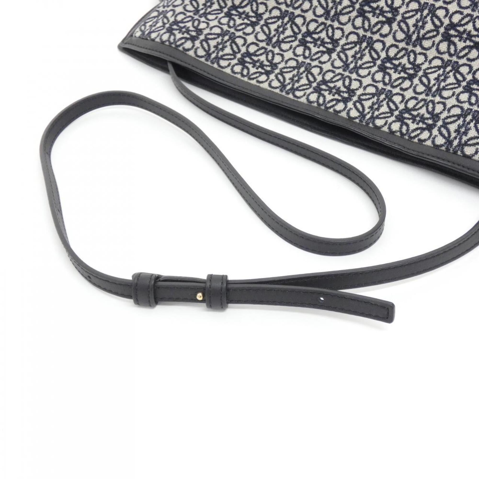 Loewe Black Navy Canvas Leather Handbag (Pre-Owned)